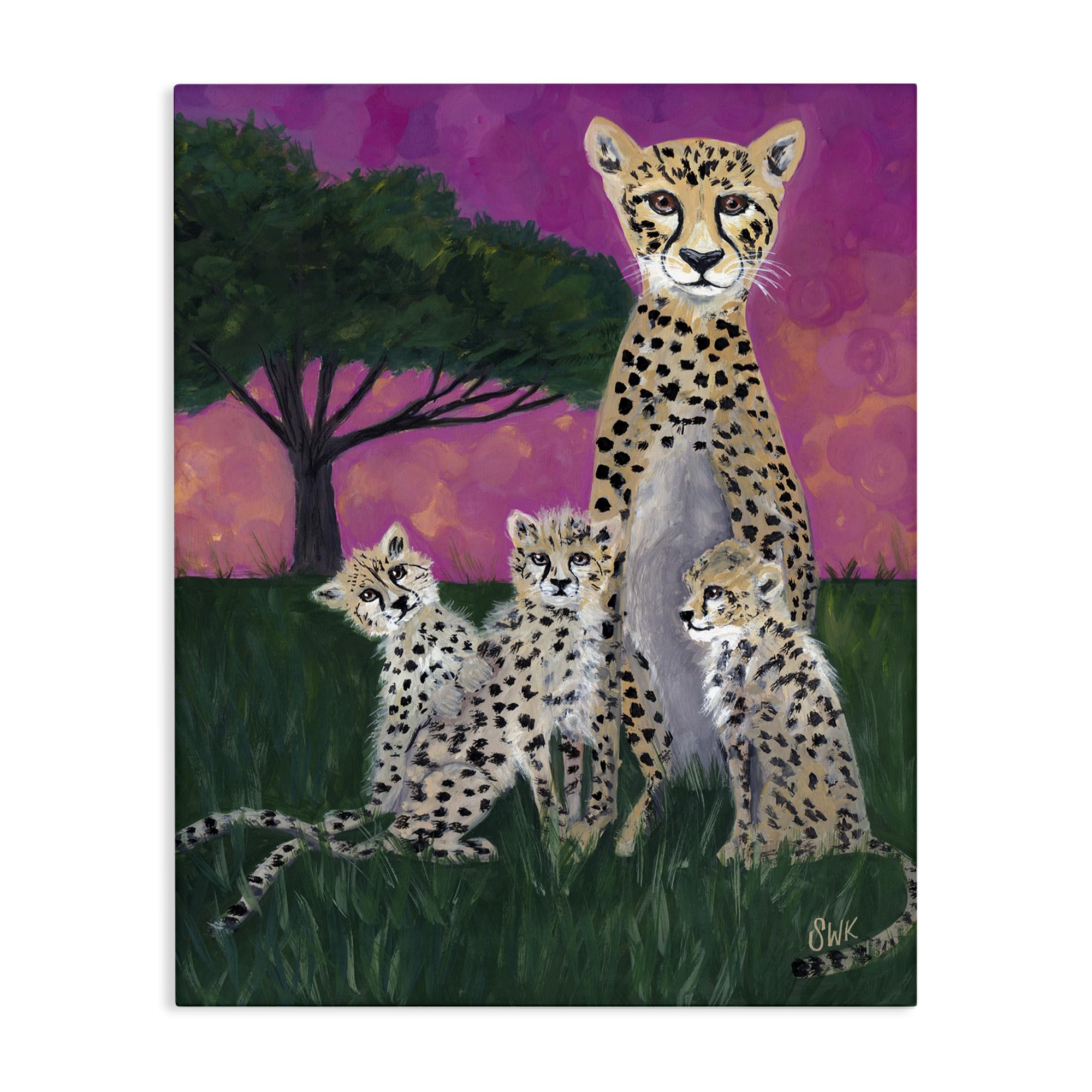 'Mama Cheetah & Her Cubs'| Canvas Art