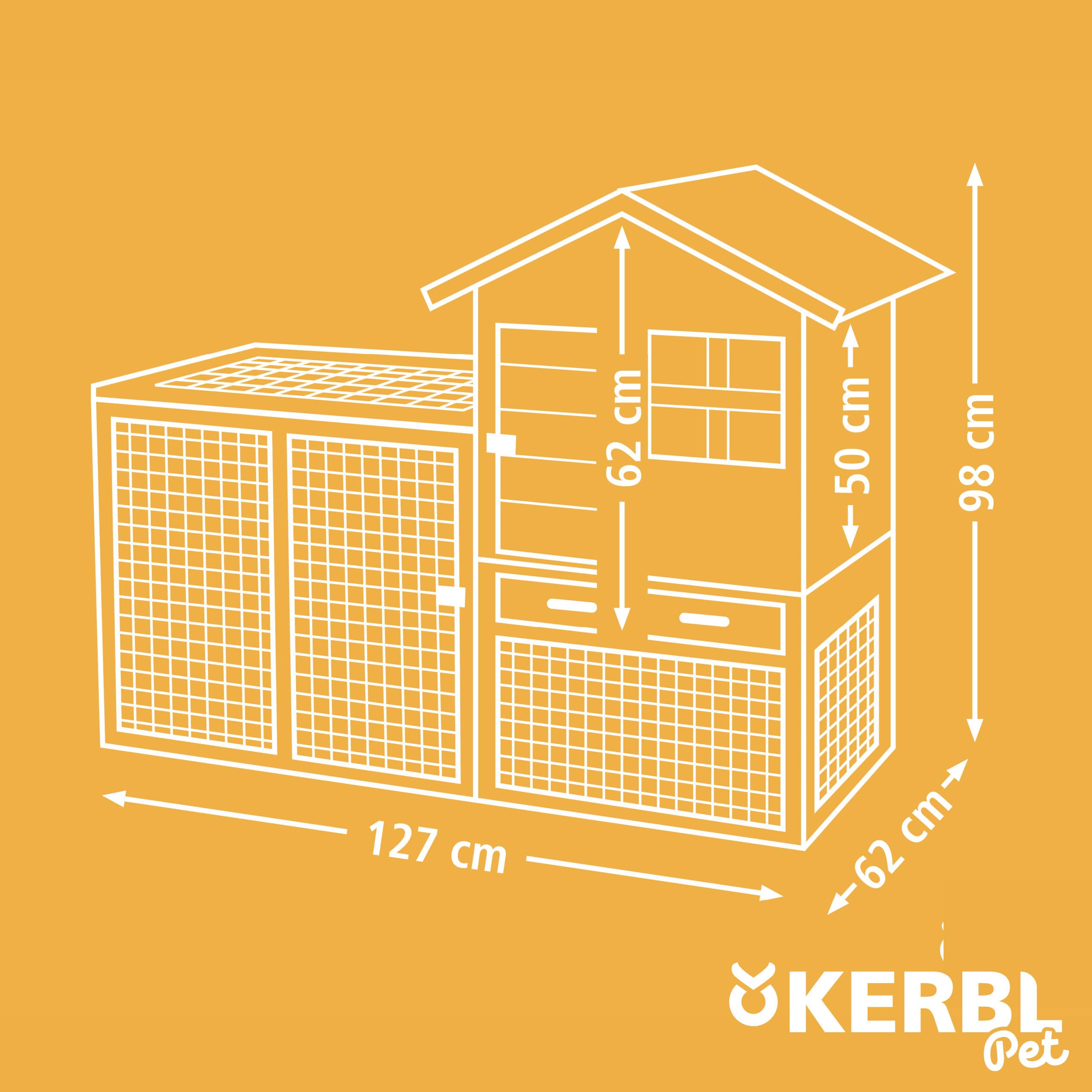 Kerbl Pet Pet Roditore Freetime Luke, roditore con beccuccio grande per conigli/conigli/porcellini d'India, griglia a maglia stretta, perfetta per animali giovani, resistente alle intemperie, 127 x 62