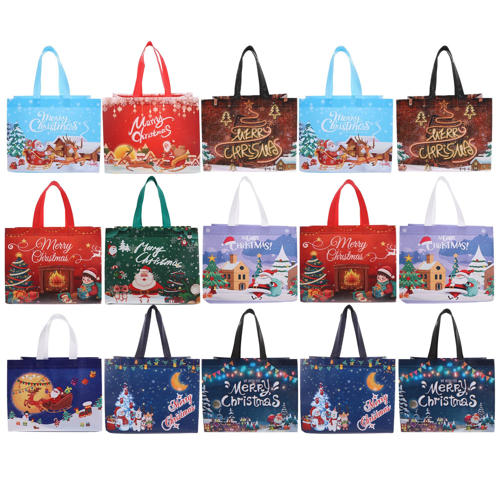 POPETPOP 30 Piezas Bolsa Reutilizable de Compras Navideña de Tela No Tejida Spunbond, Plegable y Ligera, Adecuado para Viajes y Uso en Coche Diseño Atractivo y Funcional Varios Estilos
