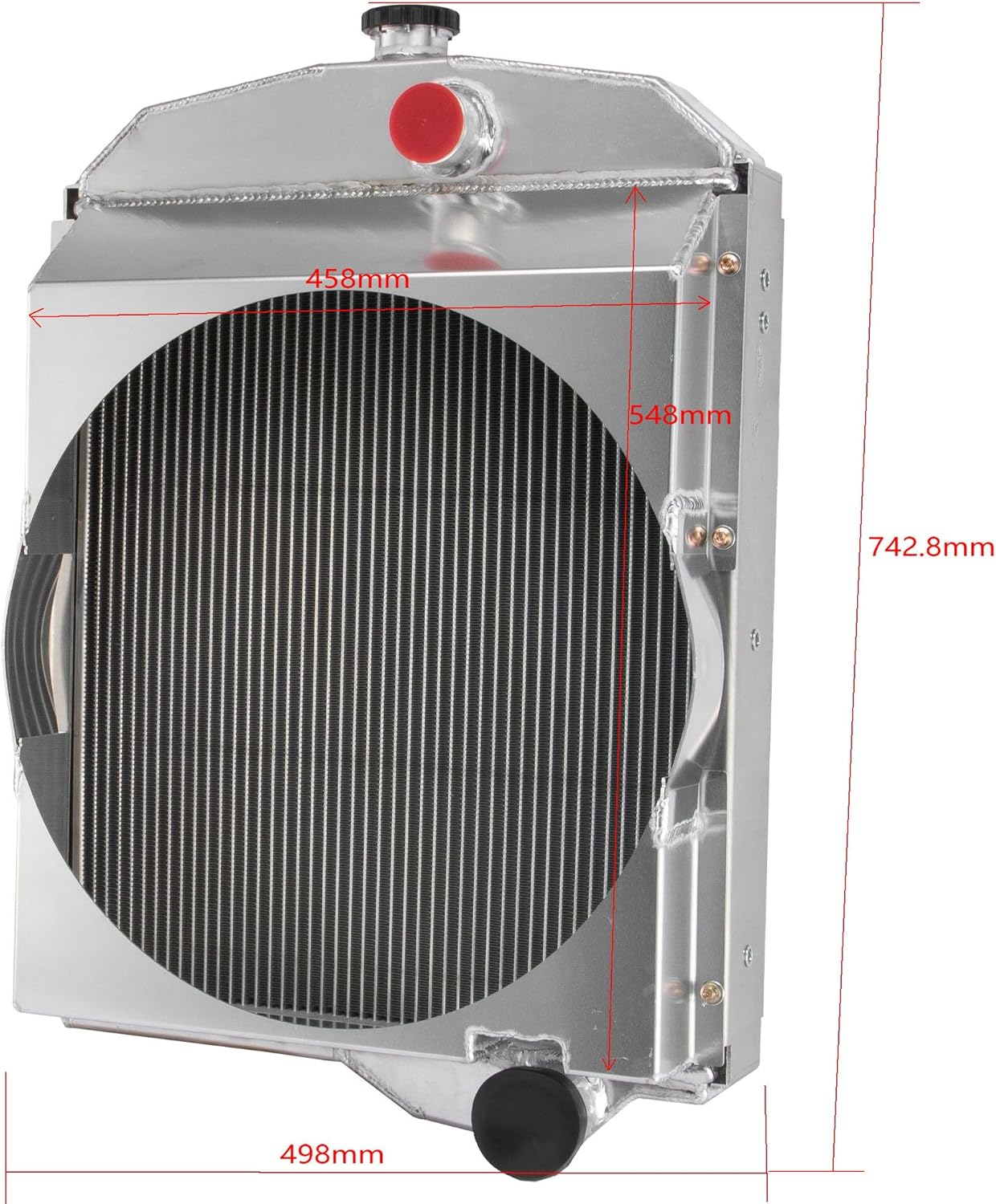 3 Row Radiator for Oliver 1550 1555 1600 1650 1655 Models OE#163342AS 163343AS with Radiator Cap All AA5052 Aluminum Core Radiador para Oliver OEM Replacement Radiator for Oliver Tractor