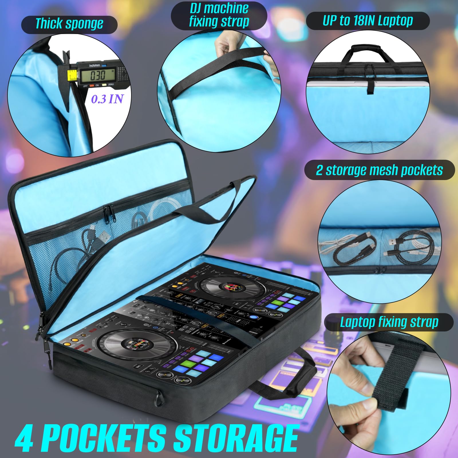 SUNDOY Borsa imbottita per controller DJ DDJ-FLX10, DDJ-GRV6, DDJ-REV5, DDJ-REV7, DDJ-FLX6-GT, DDJ-800, XDJ-RR, DDJ-1000SRT, RX, S8, DDJ SX, SX2, SX3, Inpulse 500