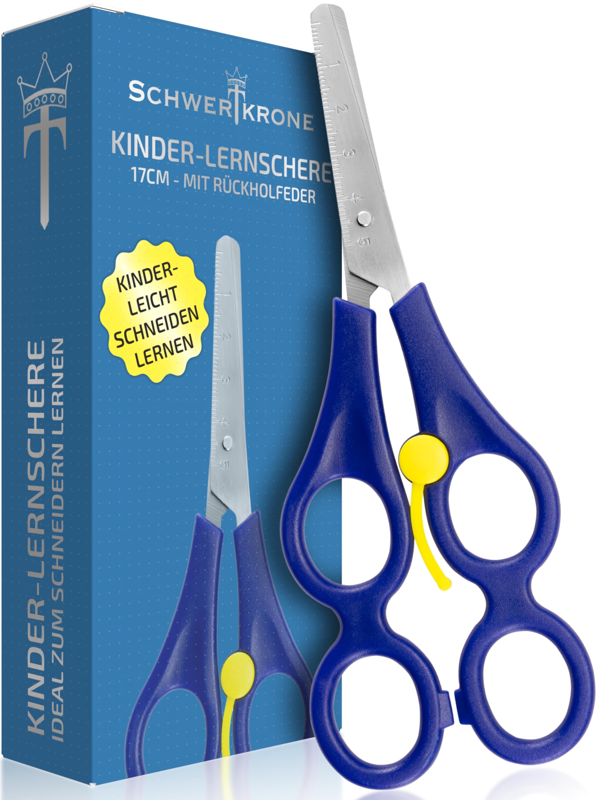 SCHWERTKRONE Forbici Terapeutiche 17 cm - Impugnatura Doppia per Bambini - Acciaio Inox con Molla di Ritorno - Per il Bricolage e l'Apprendimento