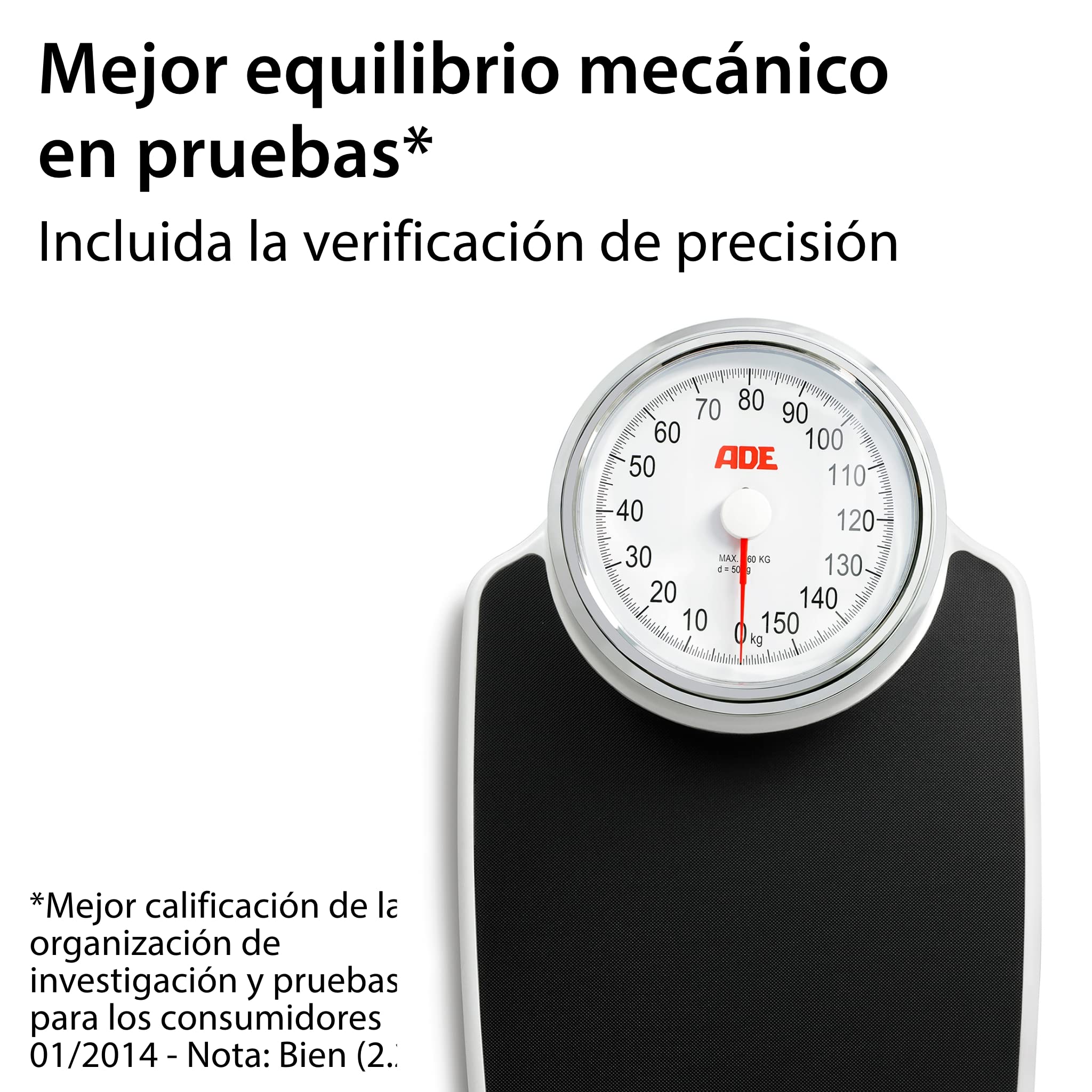 ADE Báscula personal mecánica | resultados de pesaje de alta precisión hasta 160 kg | dígitos extragrandes | superficie antideslizante | diseño de báscula de médico