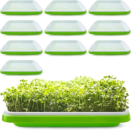 Miniatura 7 de UCandy Paquete de 4 bandejas de germinación de semillas con tapa, tapete de cultivo de fibra de cáñamo, kit de bandeja de germinación de semillas,