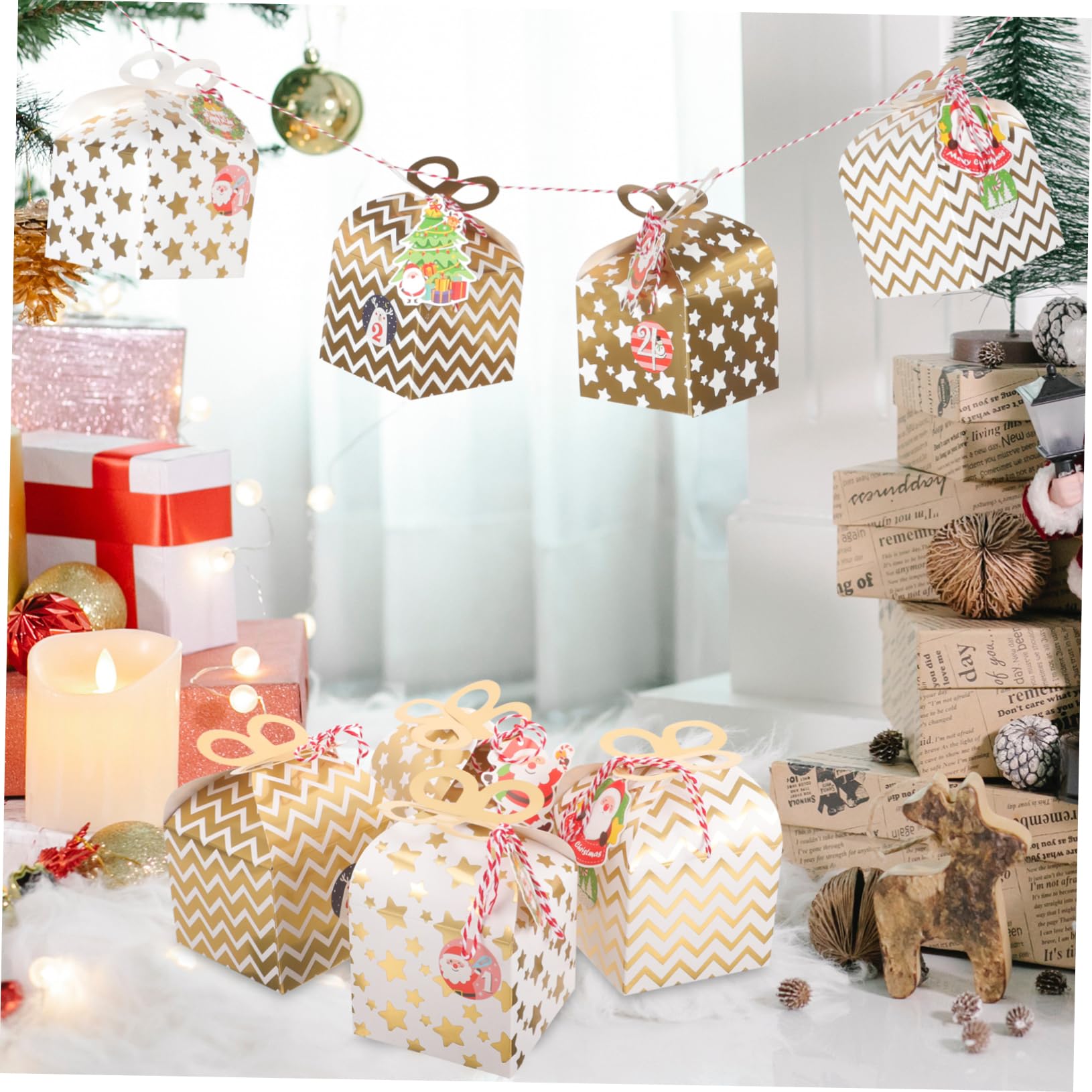 24pezzi Scatol Carta per Caramelle Natalizie Piccole Scatole per Dolcetti per Feste e Doni Natalizi Robuste Squisita Fattura