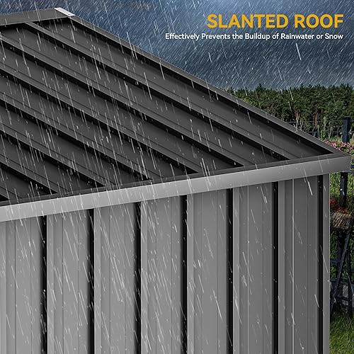 Miniatura 6 de DWVO Cobertizo de almacenamiento para exteriores de 6.4 x 4 pies, cobertizo de herramientas de metal grande, casa de almacenamiento resistente con