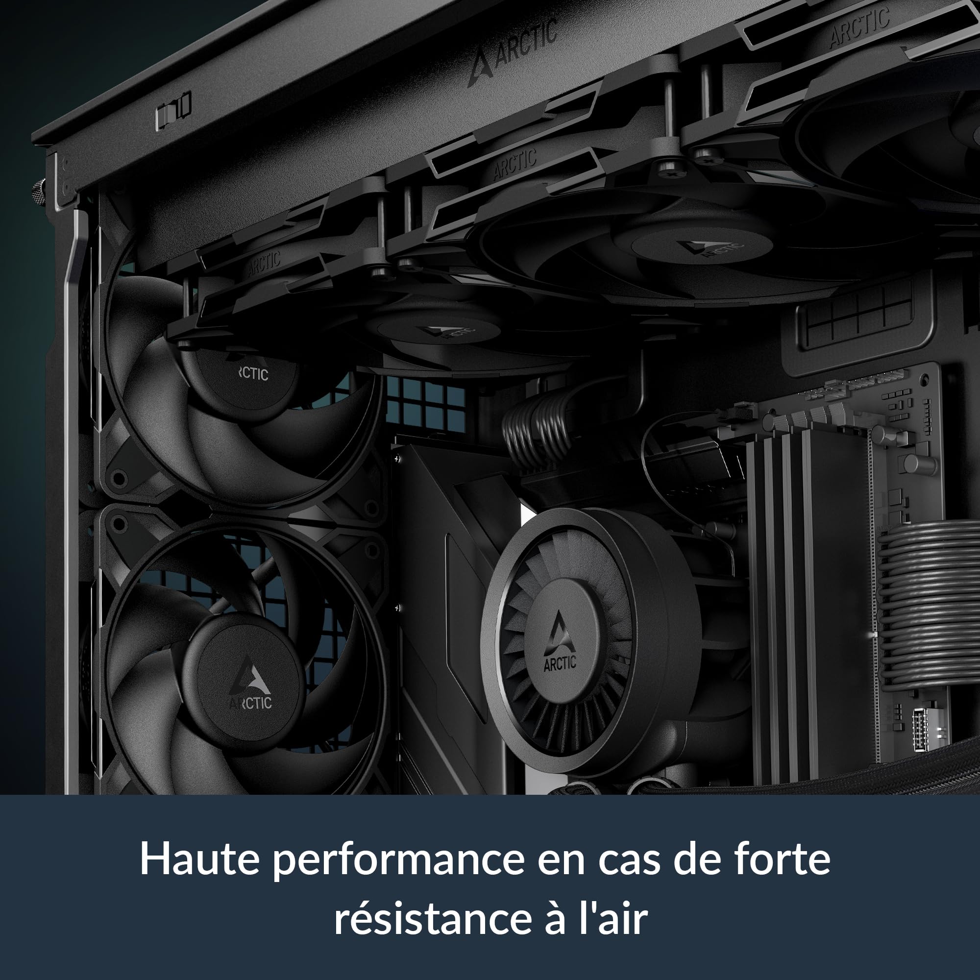 ARCTIC P12 Pro - Ventilateur Puissant et Haut de Gamme, Ventilateur PWM 120 mm, 600-3000 rpm, 0 rpm <5% PWM, Palier à Douille Hydrodynamique, 4 Broches - Noir
