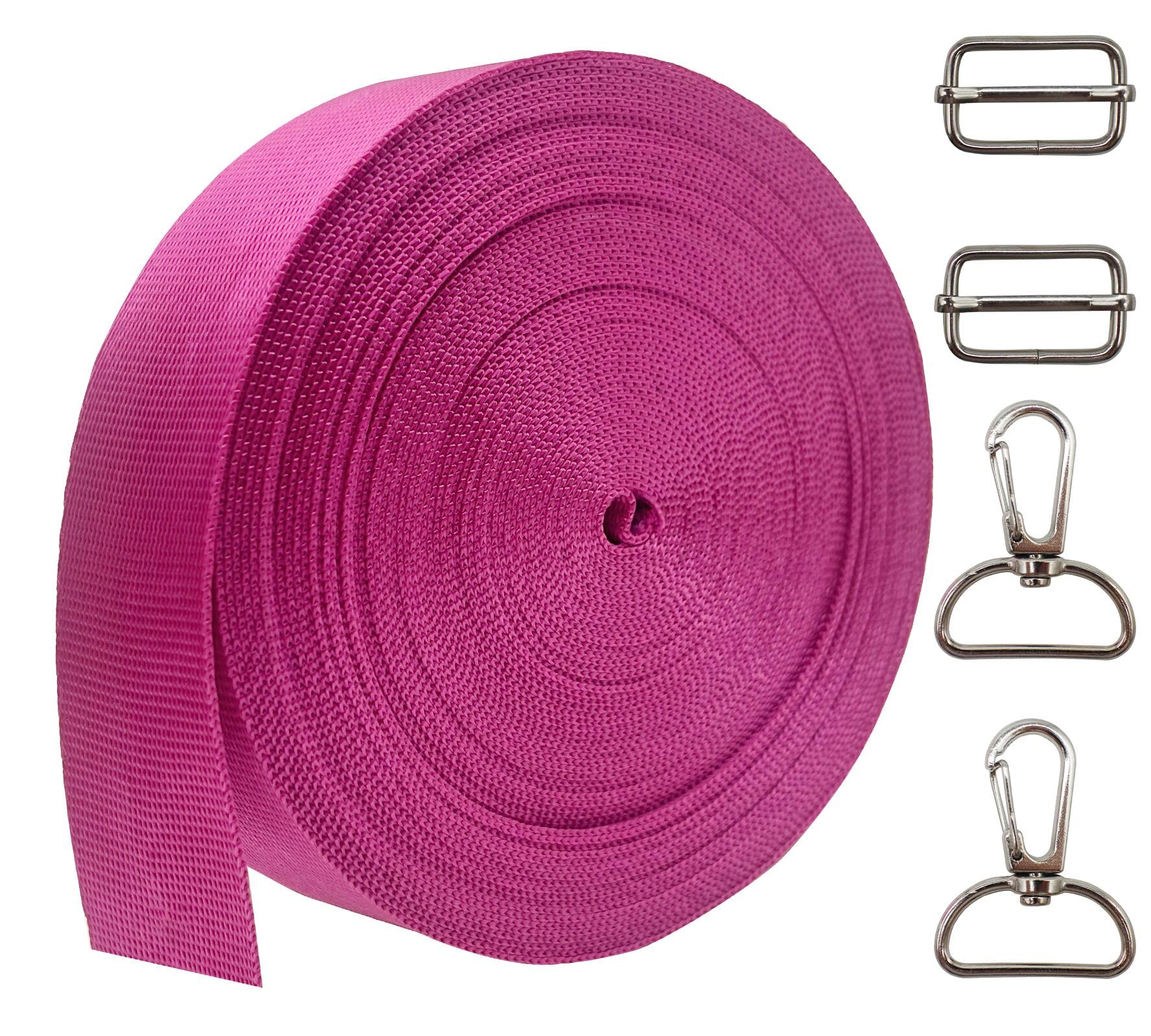 Rose 1 Inch Heavy Duty Nylon Webbing Straps with Buckles 10 Yards
