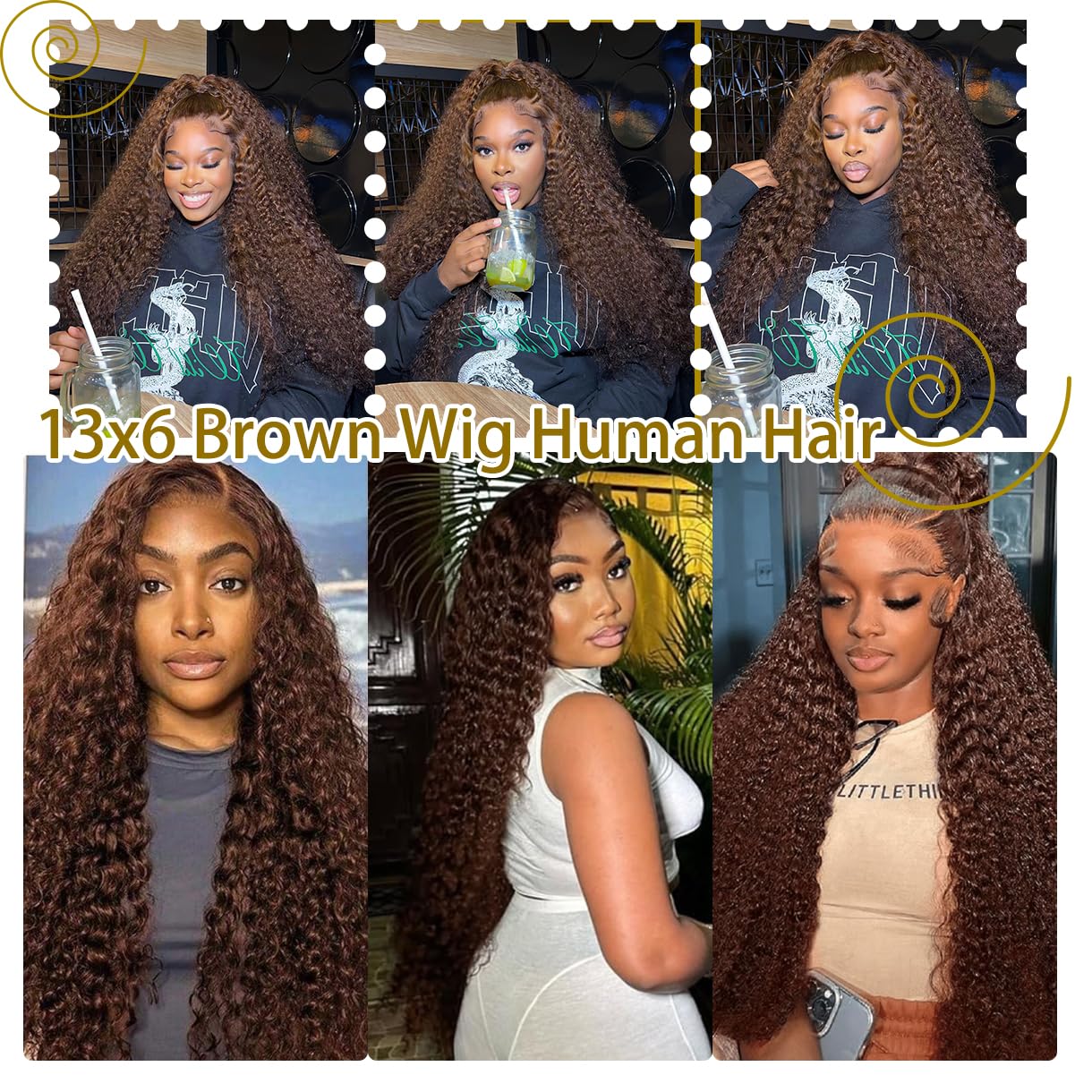 BIANFA 30 Inch Chocolate Brown Deep Wave Lace Front Wigs Human Hair 220 Density 13x6 HD Lace Frontal Wig Curly Human Hair Pre Plucked Wig for Women Brown Glueless with Natural Hairline - Image 6