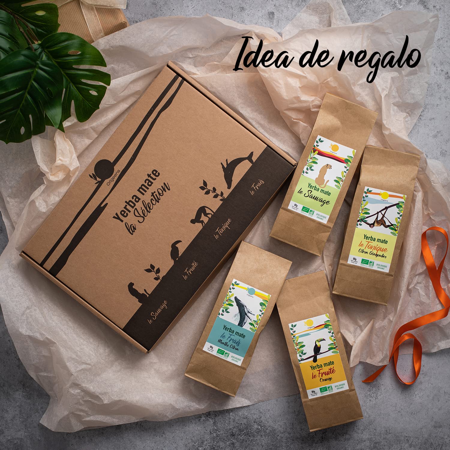 ORIGEENS CAJA MATE ECOLOGICO X 4 | Yerba Mate ecológico 4x80gr | Set mate, idea regalo