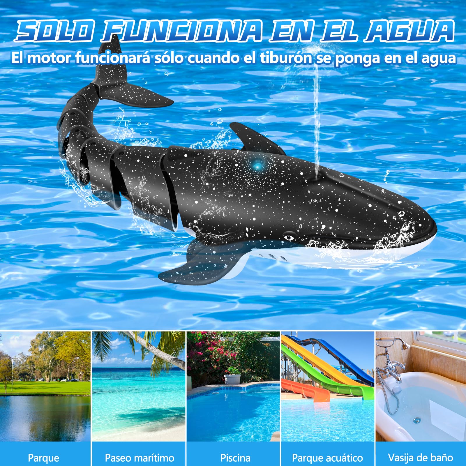 IEEILULU Ballena Teledirigido, 2.4GHz RC Barco Con USB, Lancha Simulación Recargable, Juguete Acuático, Eléctrico Regalo Para Niños Mayores de 6+ Años Piscina