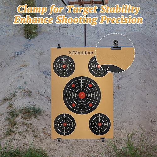 Miniatura 3 de Paquete de 50 papeles de disparo, silueta multizona de 17 x 25 pulgadas con 4 clips, papel ideal para objetivos de rango de armas para pistolas,