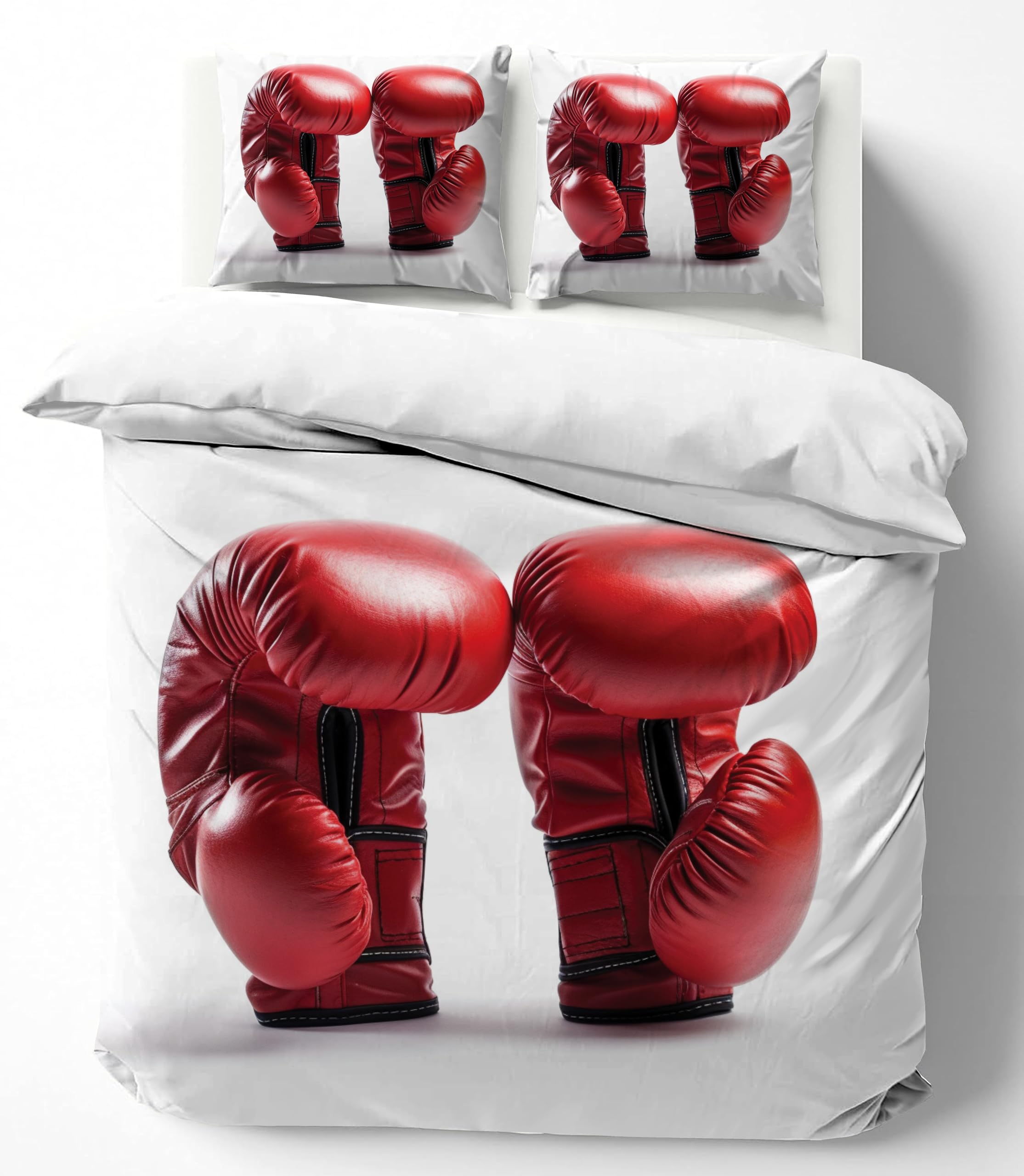 Adam Home 3D Digital Printed Boxing Gloves Duvet Cover Set With Pillowcases Home Bedroom Décor Microfiber King Bedding Set Made in UK |Red Boxing Gloves