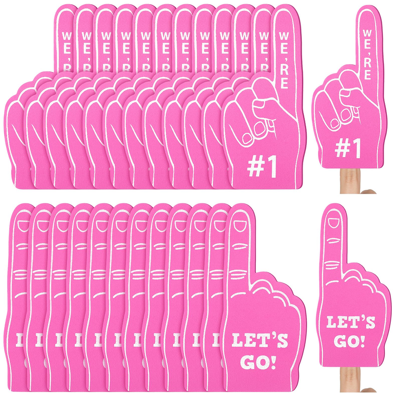 Sinmoe 24 Pcs Mini Foam Finger Baseball Fan Mini Foam Finger, We're #1 Sports Themed Party Supplies for Baseball Hockey Football Basketball Events