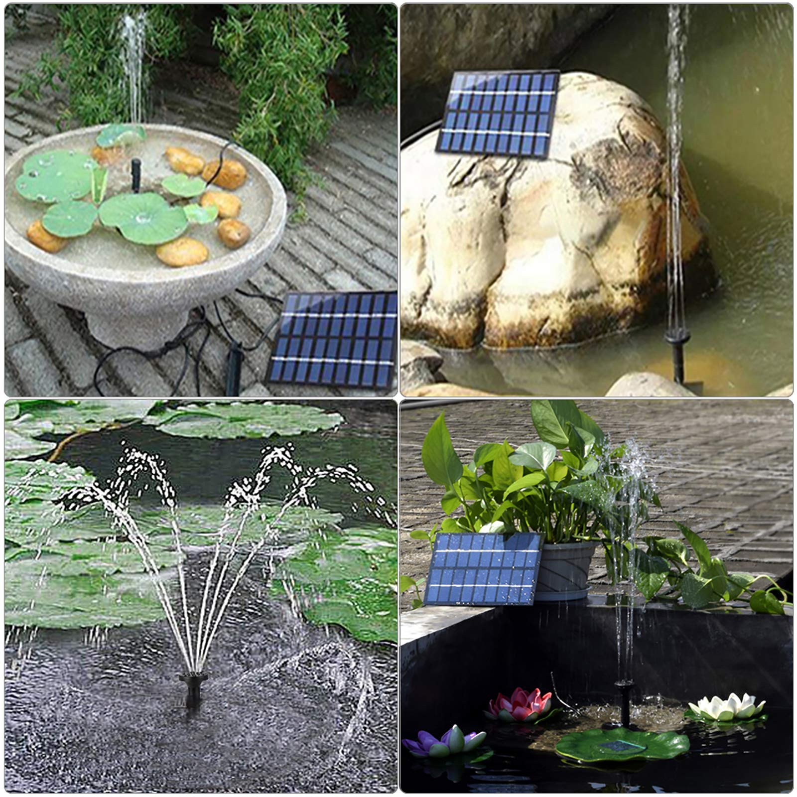 LEDGLE Bomba de Agua Solar para Fuente, 1.8W 200L/H Bomba Agua Solar Estanque, Fuente de Agua Solar, Bomba de Fuente Solar para Piscina, Pecera, Baño de Aves, Patio y Decoración del Jardín