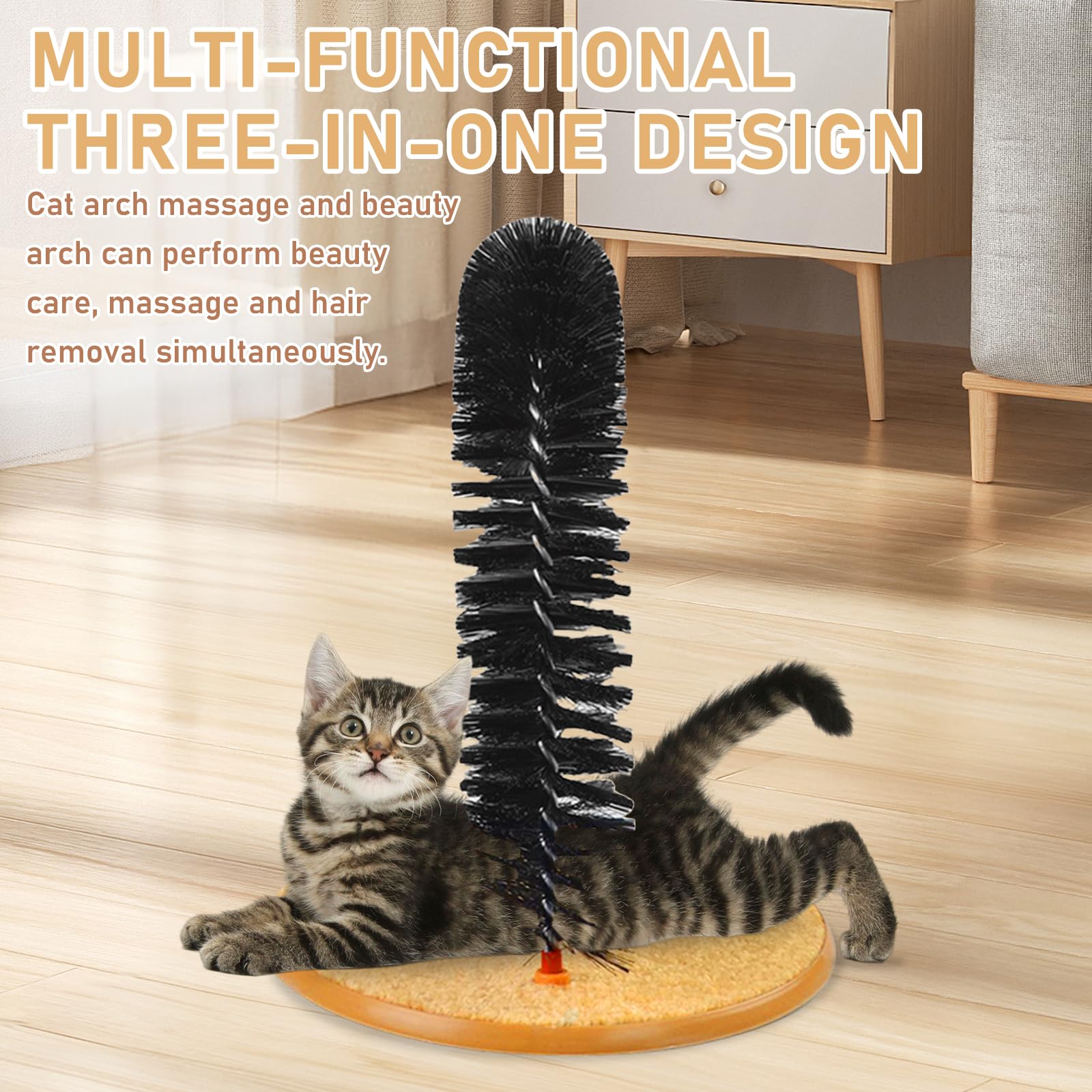 The Cat Arch Massage- Und Fellpflegebogen, Enthaarungsbogen Für Katzen 36×34 cm, Enthaarungsbogen Katze, Kratzpfostenmit Spielzeug Mäuschen Mit Katzenminze