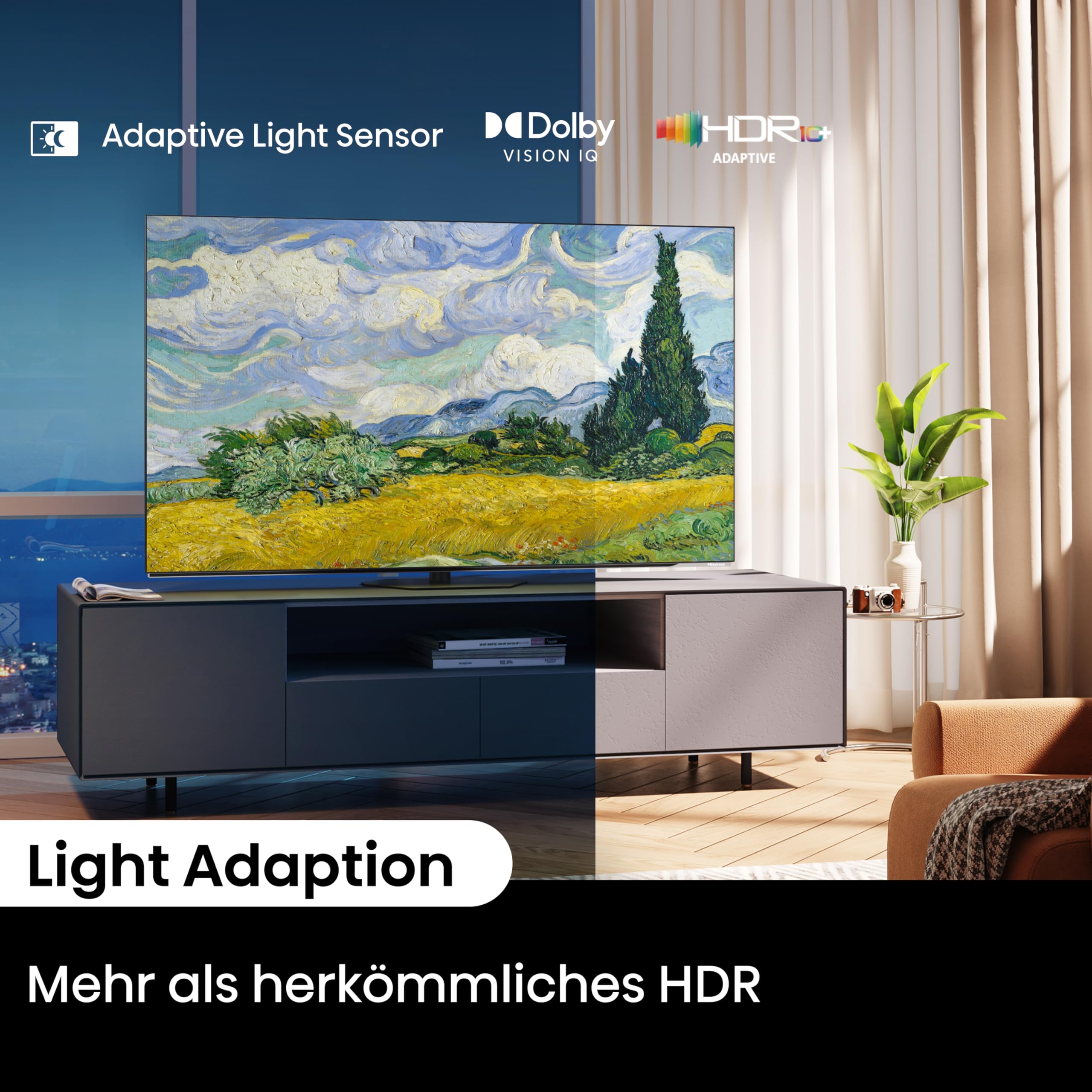 Hisense 65A85N 164cm (65 Zoll) Fernseher, 4K UHD OLED Smart TV,120Hz, HDMI 2.1, Game Mode Pro, AMD FreeSync Premium, Dolby Vision IQ & Atmos, Bluetooth, Alexa Built-in, Schwarz, [2024]