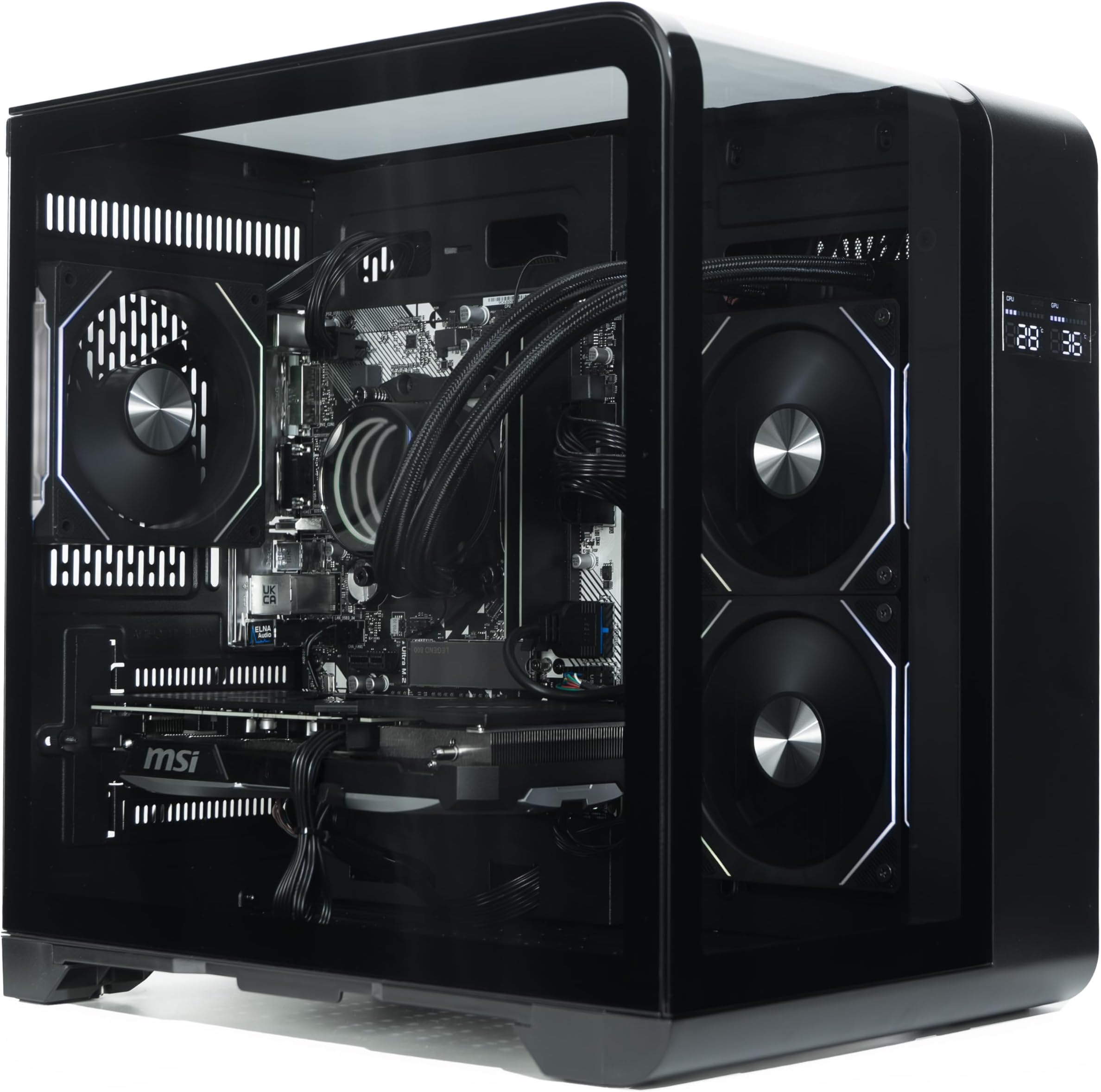 ionz Gaming Desktop PC, Intel i9 14900KF, Nvidia RTX 5080 OC, 32GB RAM, 2TB NVMe SSD, 240 AIO, Windows 11, 850W 80+ PSU, (Curve, Black)