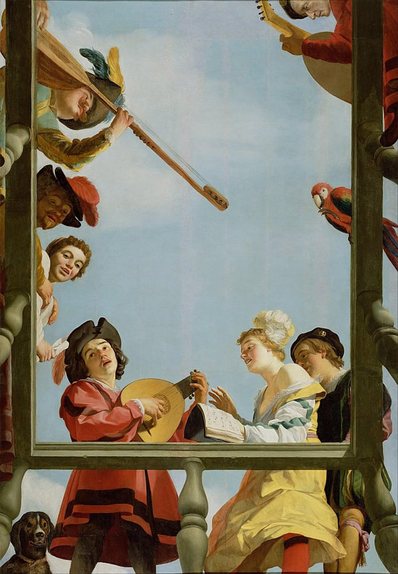 SERENDIPITP Abstract Painting Mural Print Picture Wall Decor Painting Musical Group on a Balcony by Gerrit Van Honthorst Vintage Wall Artwork for Home Decor 60x90cm