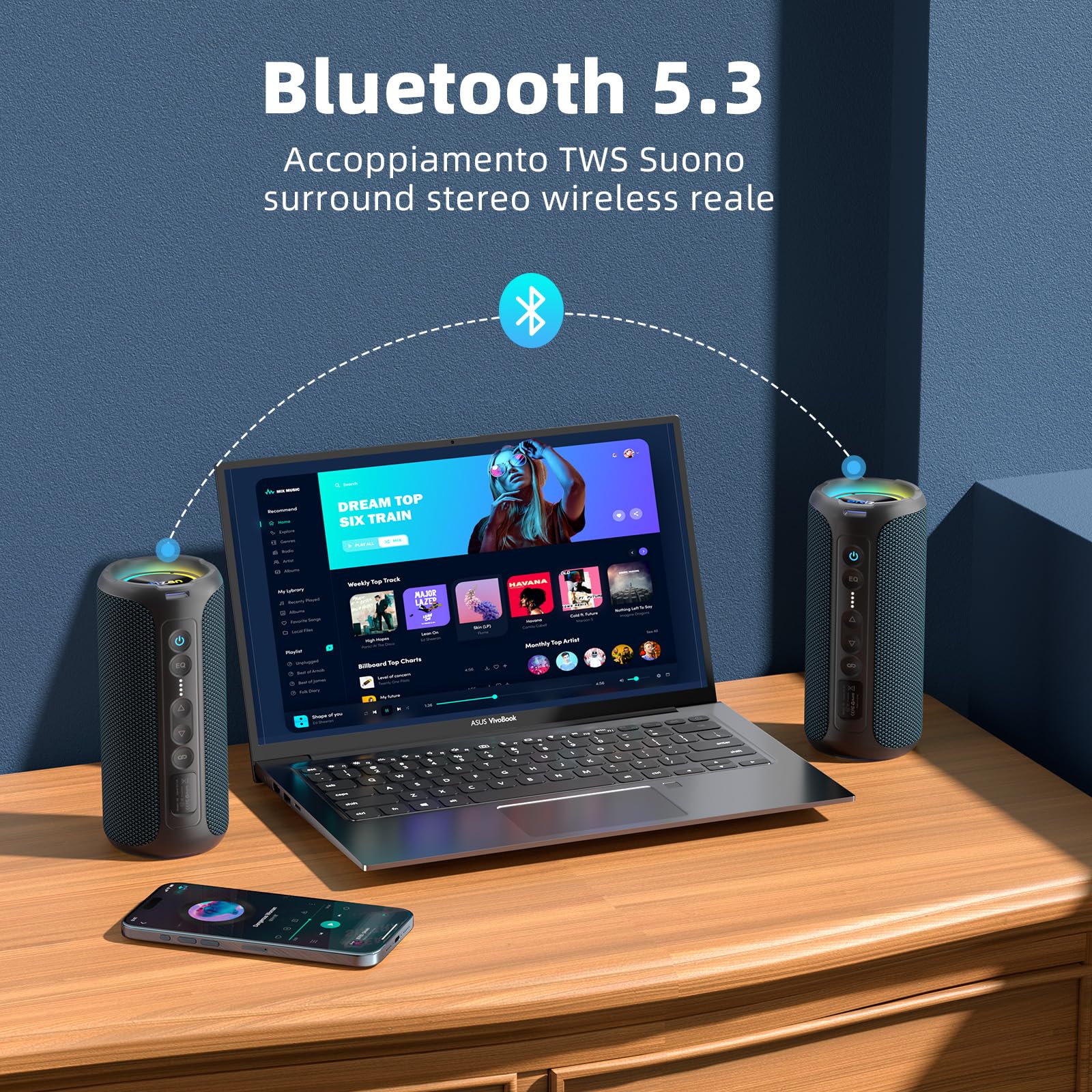 Ortizan 40W Cassa Bluetooth Potente, 30 Ore Di Riproduzione, X8Pro Altoparlante Bluetooth, Chiamate in vivavoce, RGB LED, IPX7 Impermeabile, Cassa Musica Bluetooth 5.3 Portatile, Ideale Per Feste