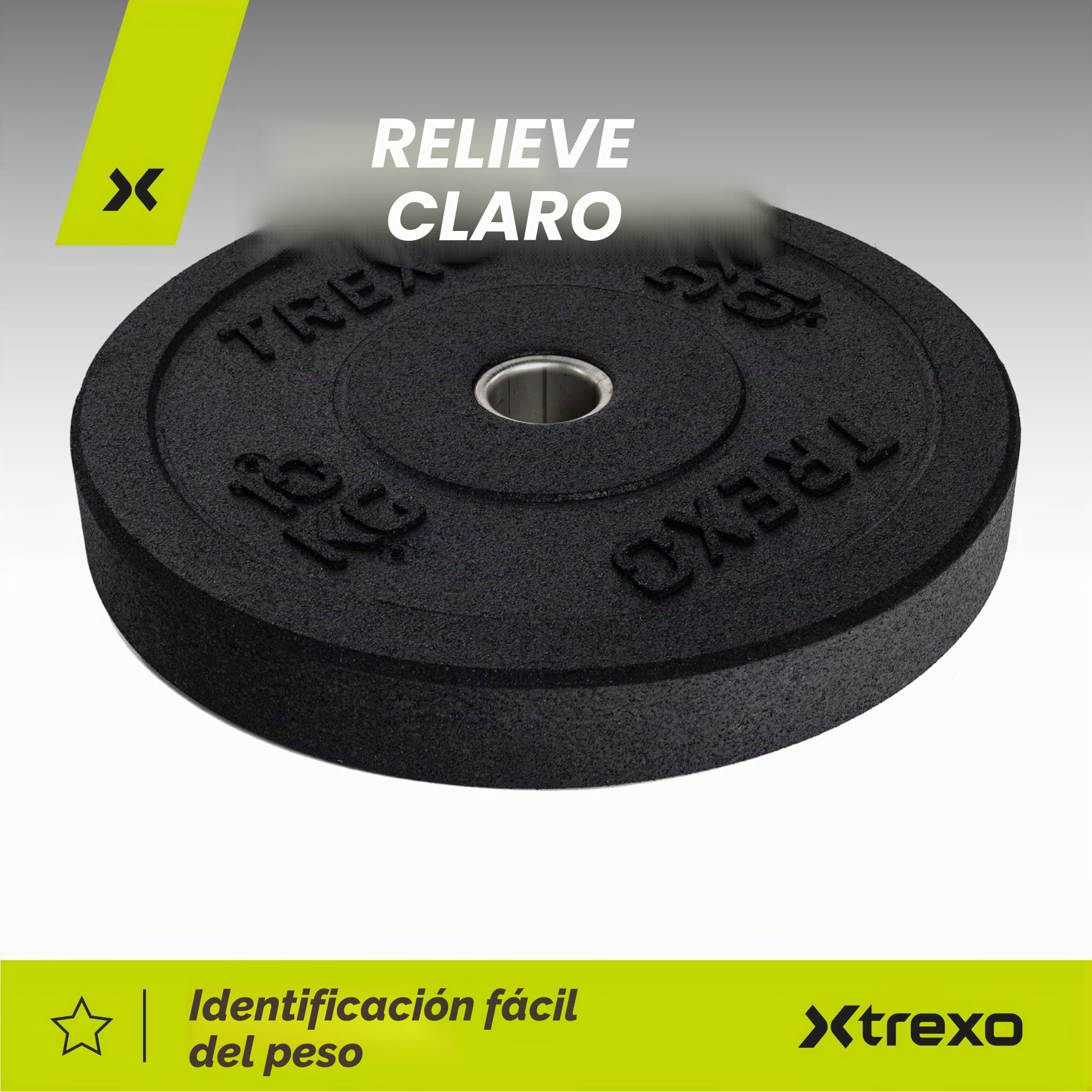 TREXO Discos Pesas Bumper Olímpicos de 5/10/15/20/25 kg Discos Gym de Goma para Barra Olímpica de 50 mm de Diámetro Resistentes para Fitness para Entrenamiento de Fuerza para Crossfit para Gym en Casa