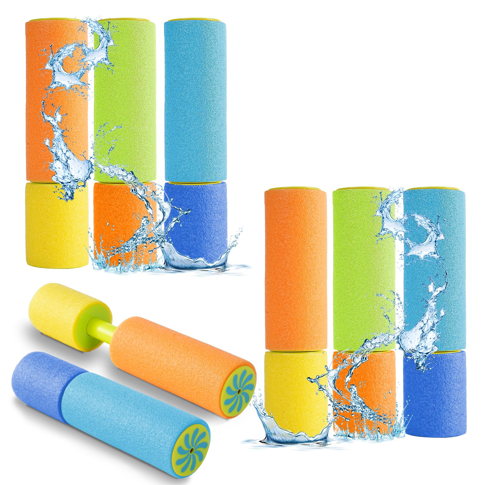 HAGOT 6 PCS Foam Water Pistol, Fun Waterguns for Kids Summer Water Guns Outdoor Toys for Pool Family Friends Parties