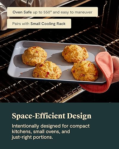 Miniatura 5 de Caraway Bandeja pequeña de cerámica antiadherente para hornear (9 x 13 pulgadas), no tóxica, sin PTFE ni PFOA, apta para horno, núcleo de acero