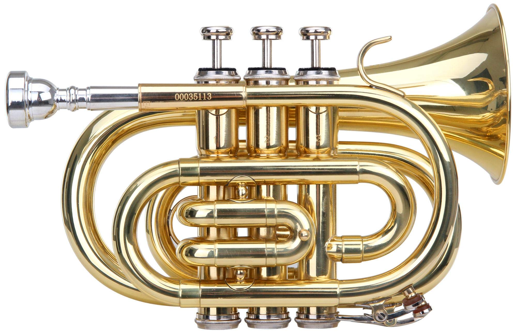 Classic Cantabile Brass TT-400 Trompette De Poche (Laiton, Pavillon Diamètre : 93 mm, Perce : 11,8 mm, Accord : Sib, incl. Étui léger, Embouchure, Chiffon, Gants) Vernis Clair