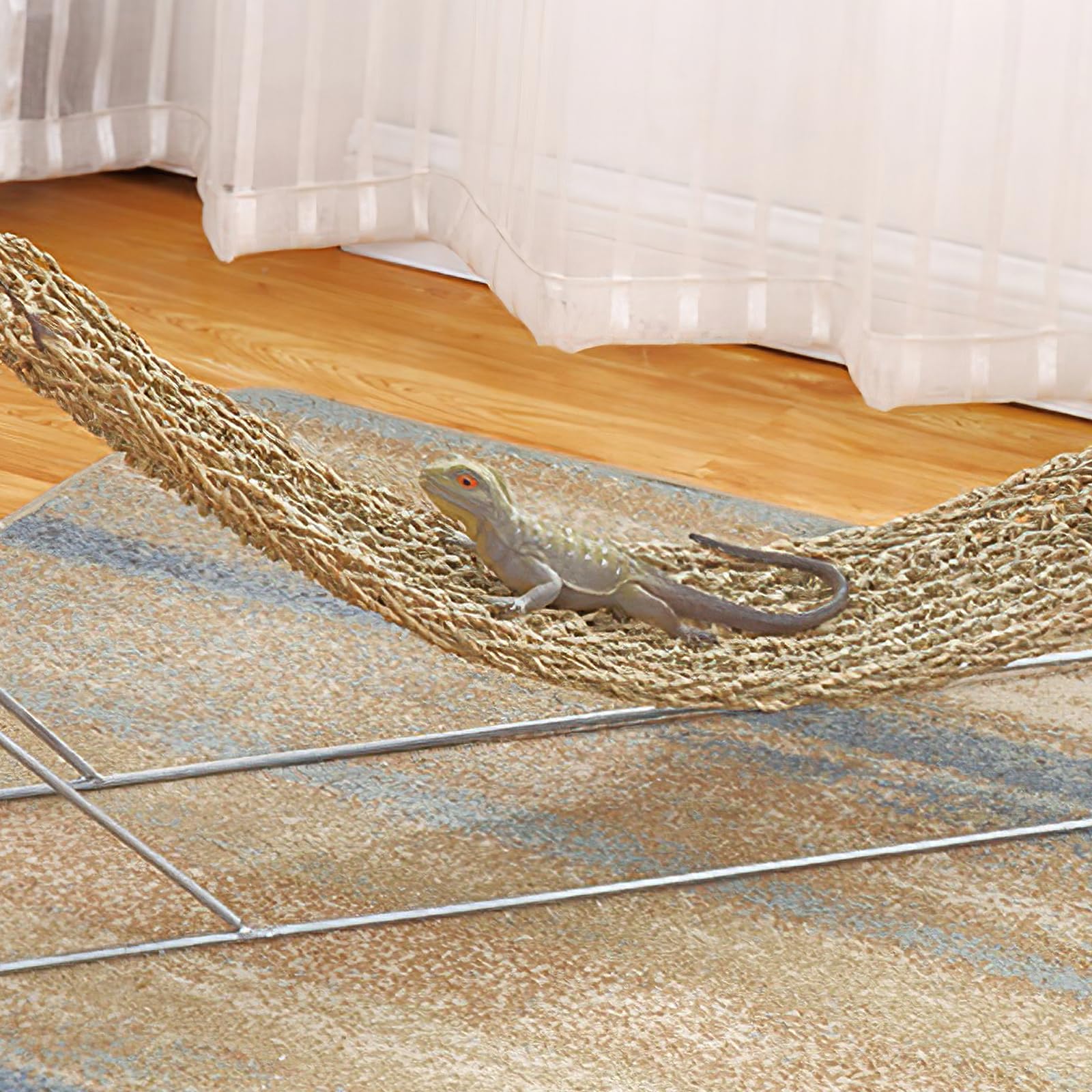 minkissy Hängemattenbett Aus Natürlichen Grasfasern Für Kleintiere Reptilien Schlafplatz Eidechsenbett Bartagamen Und Gecko Zubehör Komfortable Terrarium Hängematte