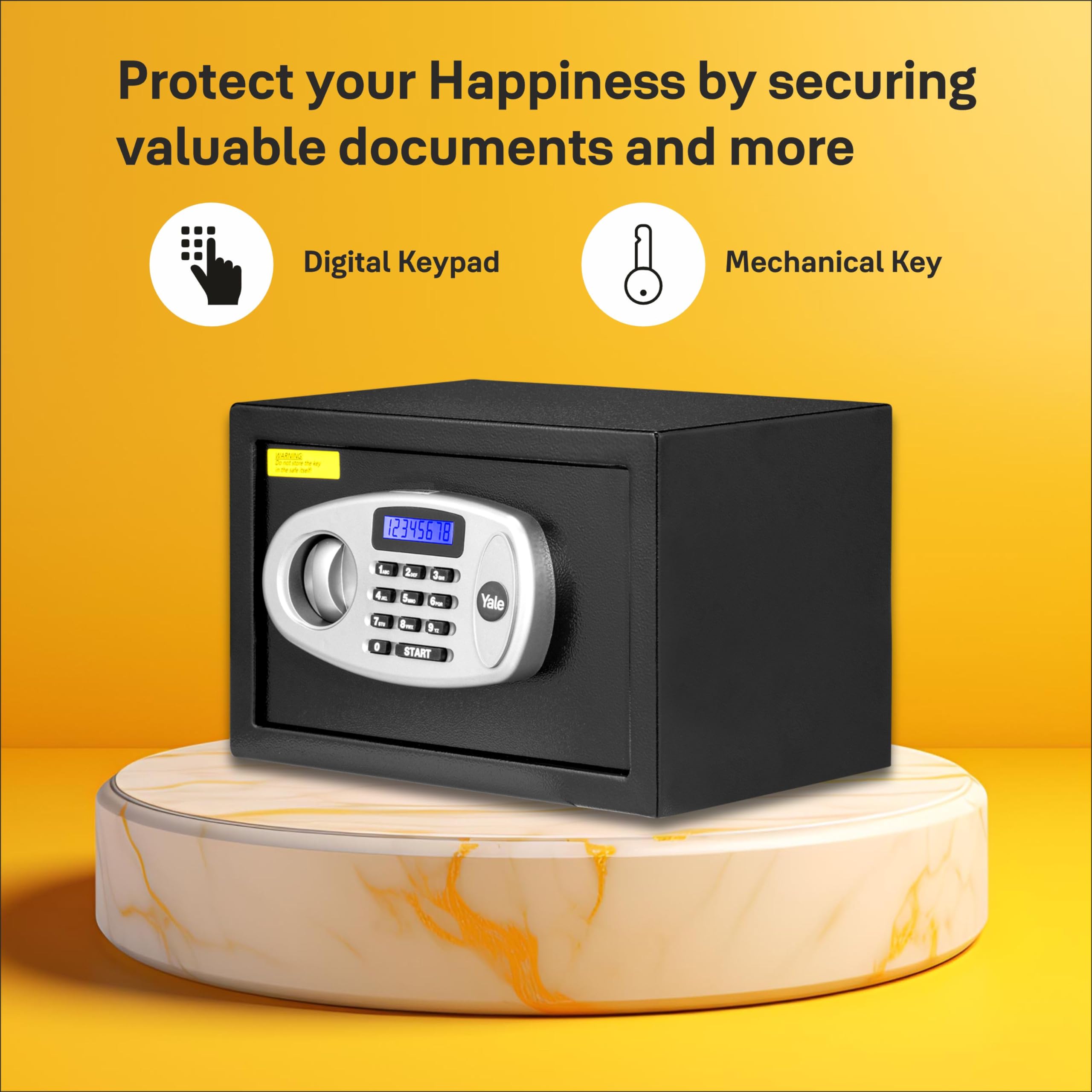 Yale YSS/200/DB2 Digital Safe Locker for Home | 8.7 Litre | Electronic Keypad with PIN Code | Emergency Key | Steel Body | Black | 1 Year Warranty | Black 3