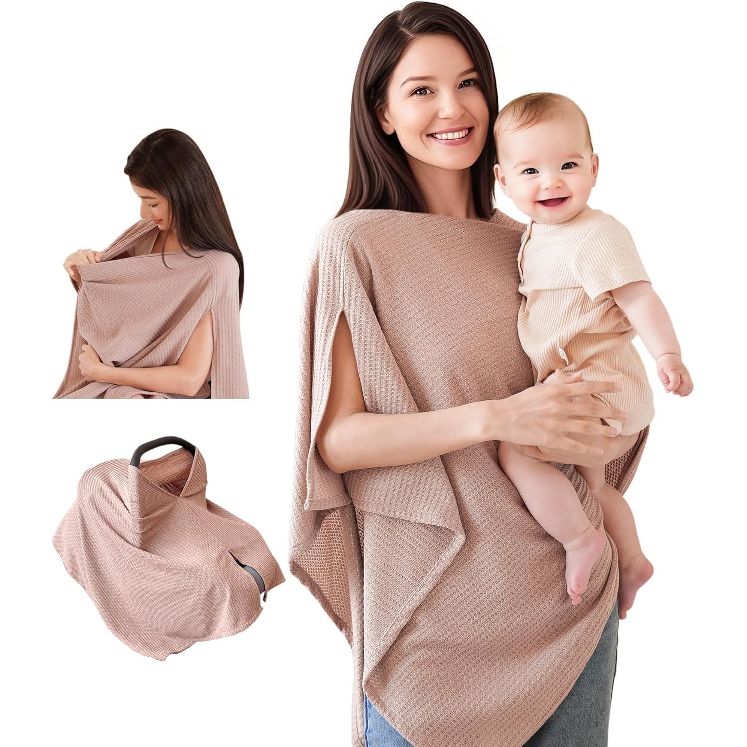 Stilltuch | Stillschal für unterwegs | Nursing Cover | Breastfeeding Cover | Vielseitig Einsetzbar & Bequem und Tragbar (Kamel)