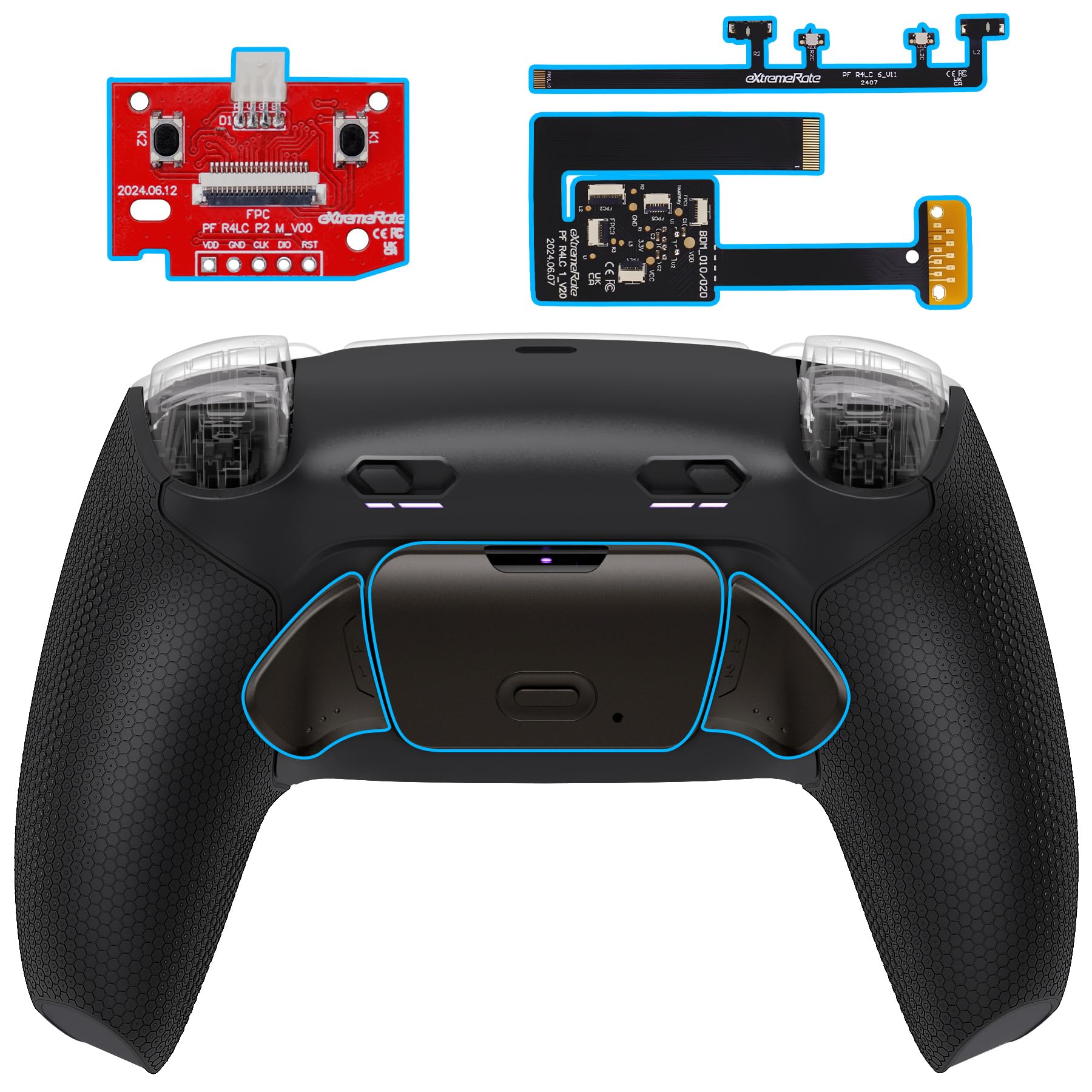 eXtremeRate RISE Plus MAX RMB Back Paddles Kit with Clicky Trigger Stops & Rubberized Grip for PS5 Controller BDM-010 020, Remappable Real Metal Back Buttons Kit for PS5 Controller – Black