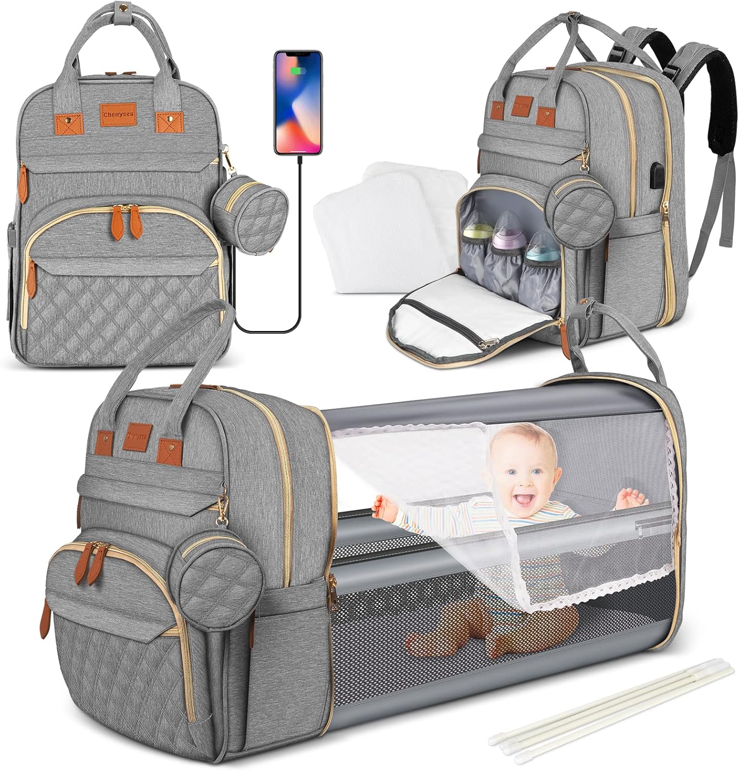 Cherrysea Diaper Bag Backpack, Diaper Bag with Changing