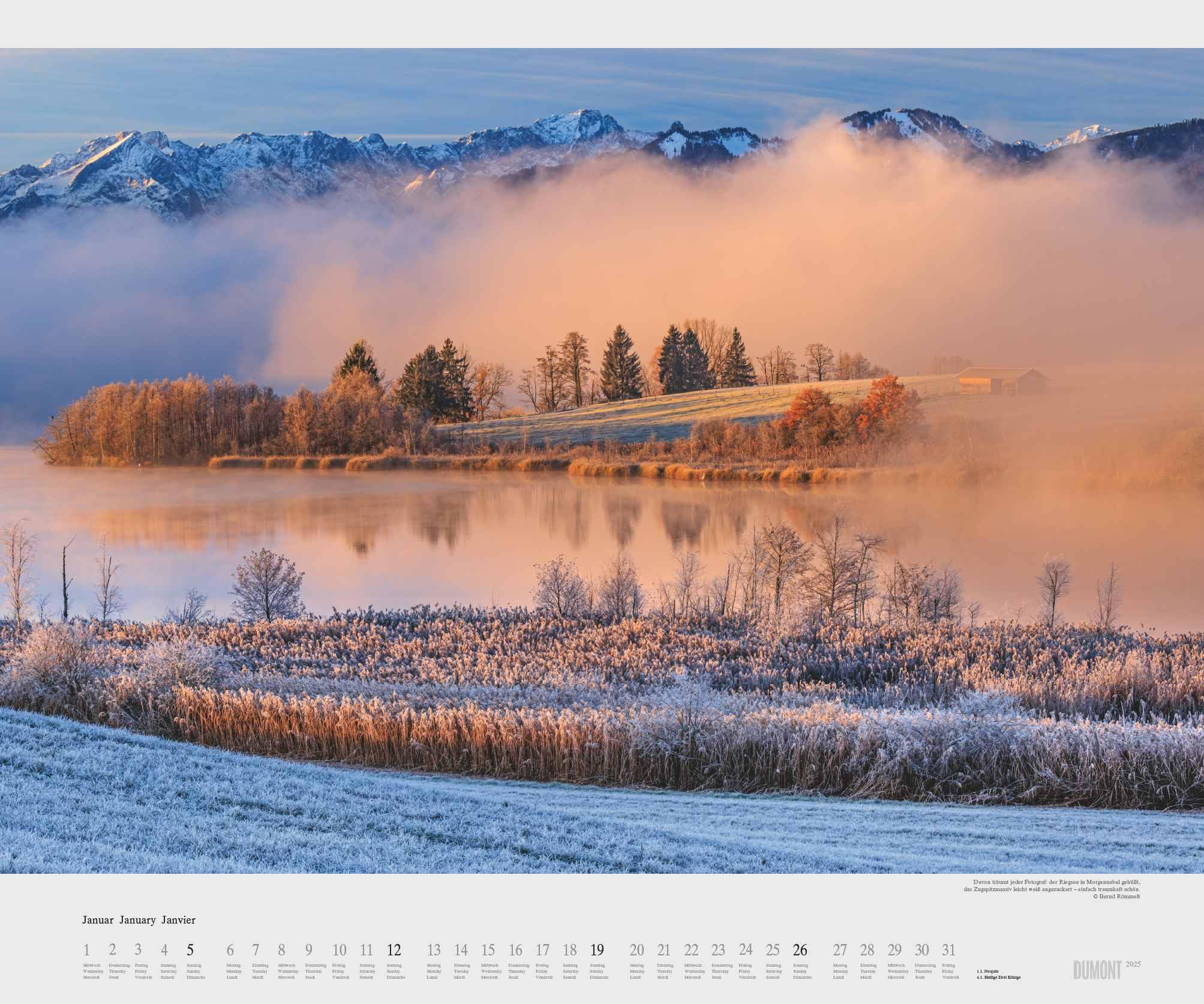 DUMONT - Im Zugspitzland 2025 Wandkalender, 60x50cm, Kalender mit Aufnahmen der Zugspitzregion von Bernd Römmelt, landschaftliche Vielfalt und Schönheit