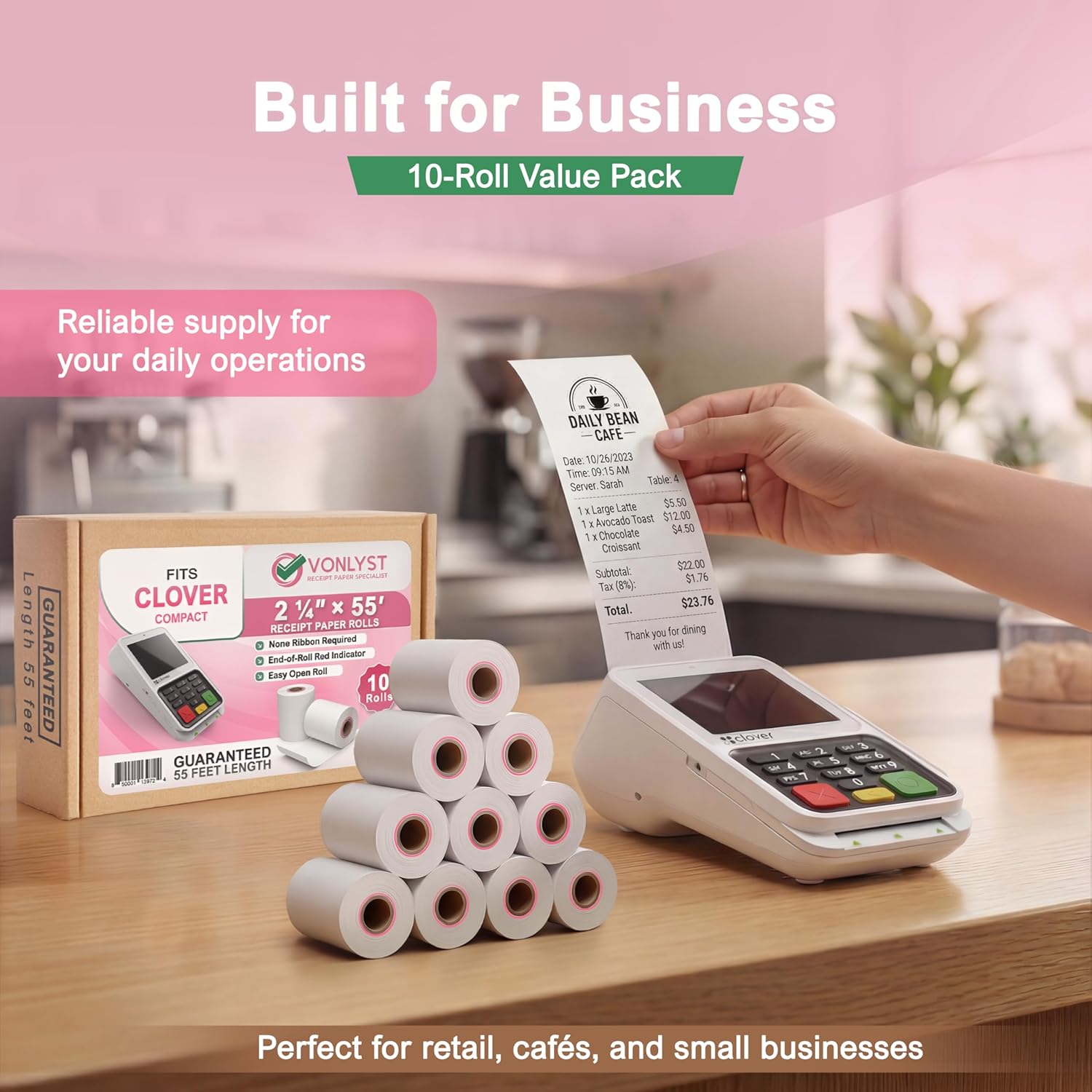 Compatible Clover Compact Countertop POS Thermal Receipt Paper 2 1/4 x 55 (50 rolls)