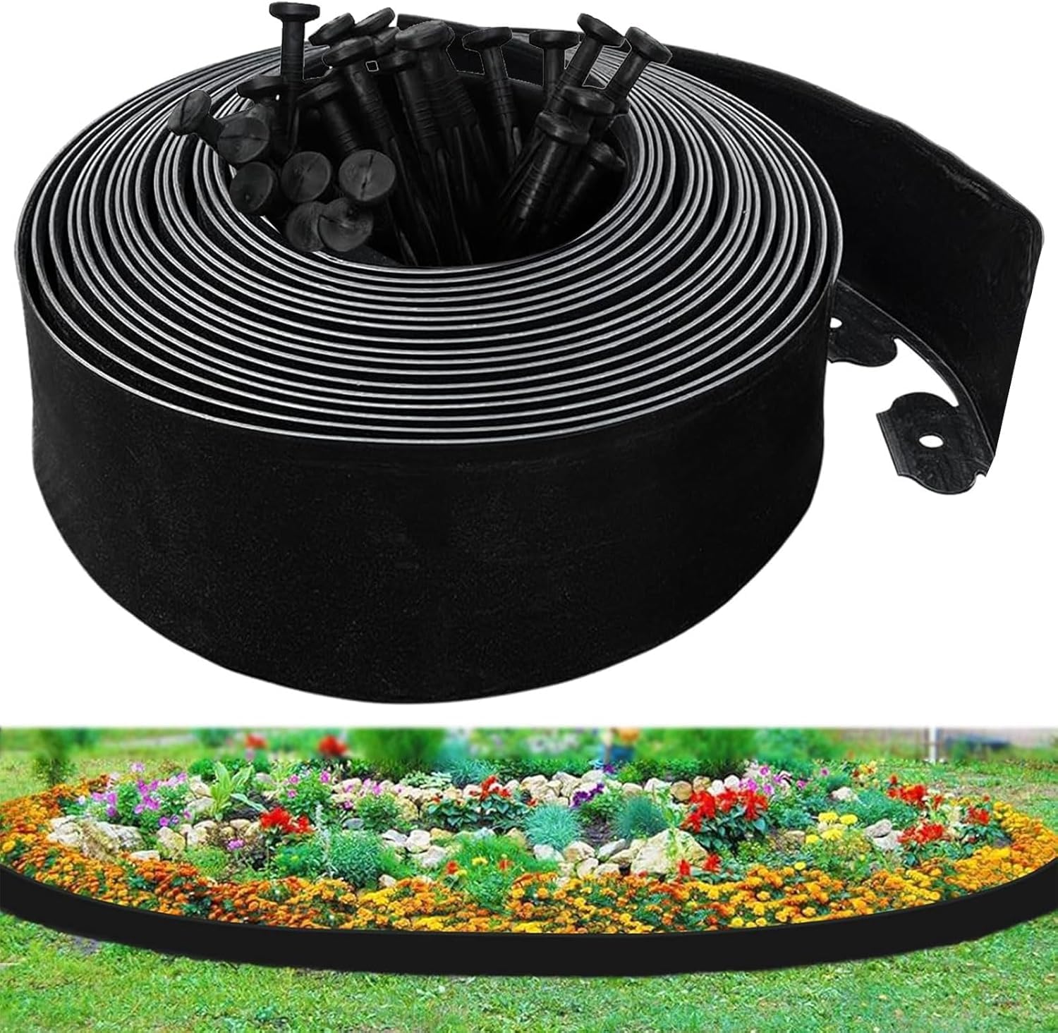 Lawn Edging, Extra Tall 10-Meter No-Dig Garden Edging Border, 10CM-Height Gardzen Landscape Edging Kit with 30pcs Stakes Lawn Edging Border for Garden, Flower Beds, Lawn Edging & Driveways