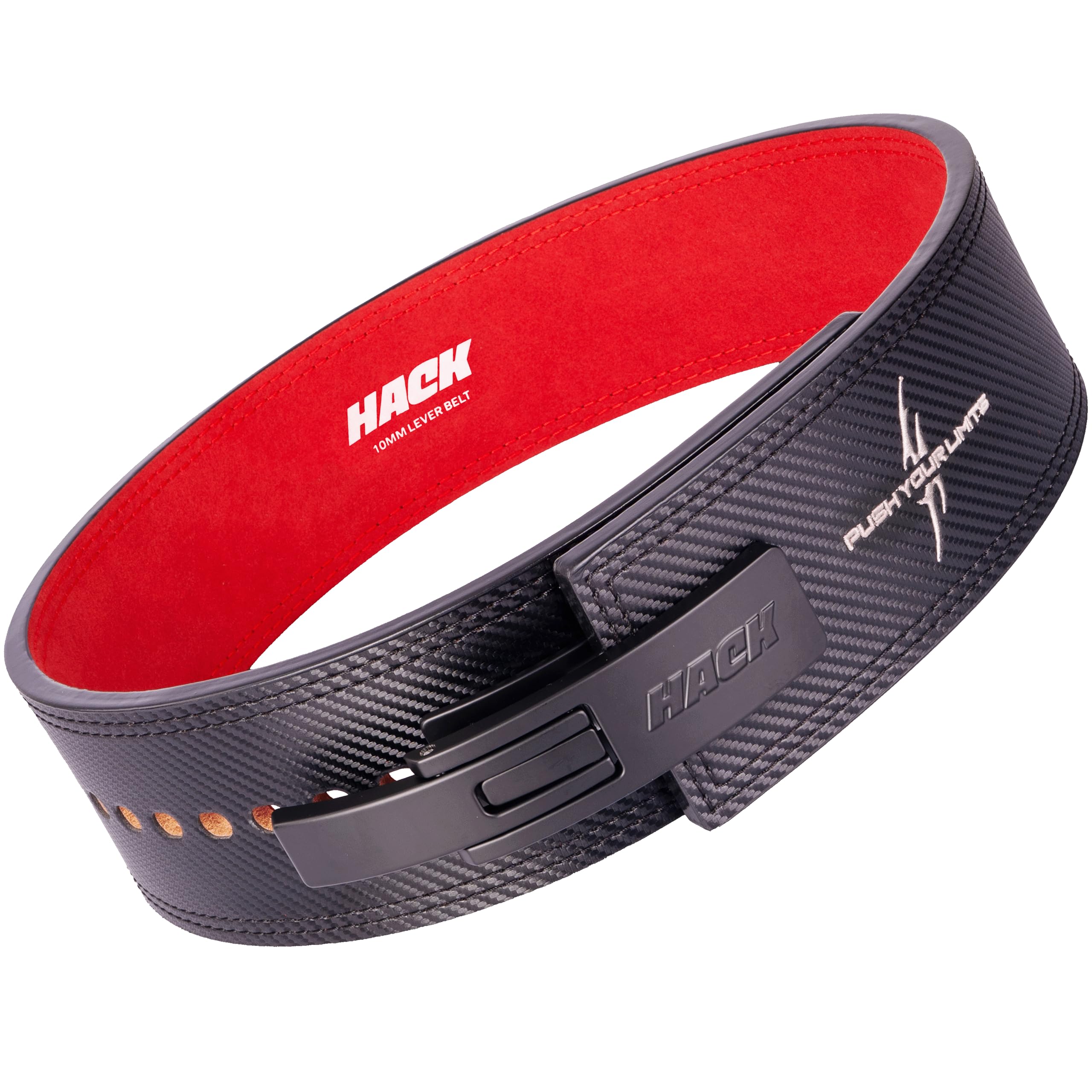 Hack Athletics Premium 10MM Adjustable Weightlifting Lever Belt -Power Lifting Belt for Men & Women for Lower Back Support, Multipurpose Gym Workouts Deadlifts Squats Powerlifting (Carbon Fiber, S)-image-1
