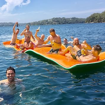 Big Floating Water Mat 7/9/12/18 Lily Pad Floating Mat for Lakes, Oceans, Beach, 3 Layers XPE Foam Floating Pad Pool Floats for Water Recreation and Relaxing Green-White-Orange, 12FT