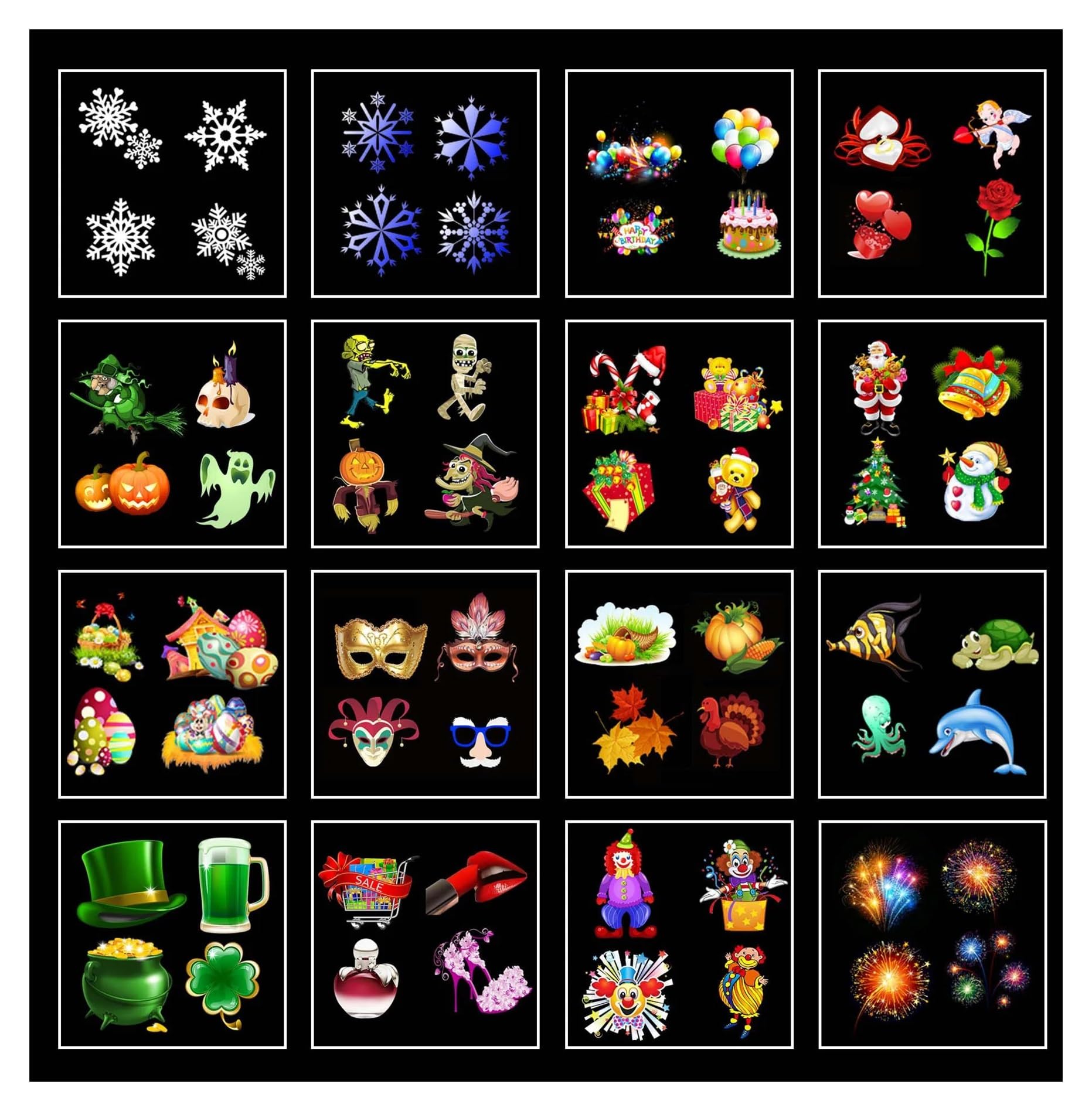 Lampe projecteur LED à Double cylindre avec motif d'eau, 16 motifs, décoration de nouvel an et de noël, lumières de cartes lumineuses, Halloween et noël