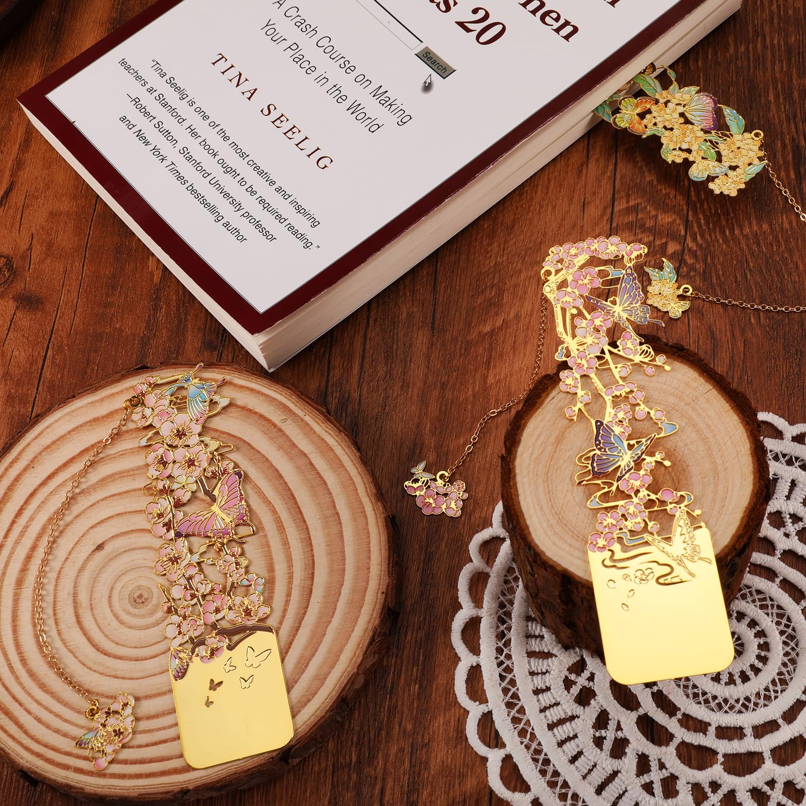Sgbvzbd 3 PCS Metal Bookmarks, Bookmarks for Women Beautiful Flower Bookmark, Osmanthus Fragrans, Plum Blossom - Image 2