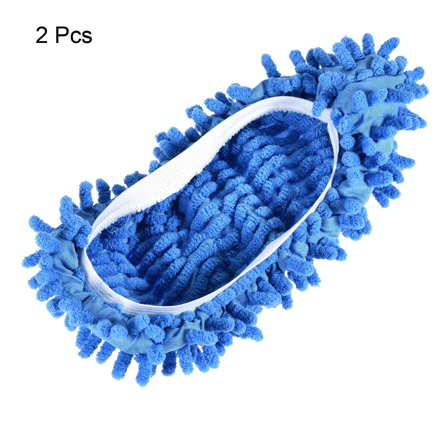 MECCANIXITY Washable Cleaning Shoes Cover Multifunction Chenille Duster Mop Slippers Foot Socks for House Floor, Pack of 2 Blue