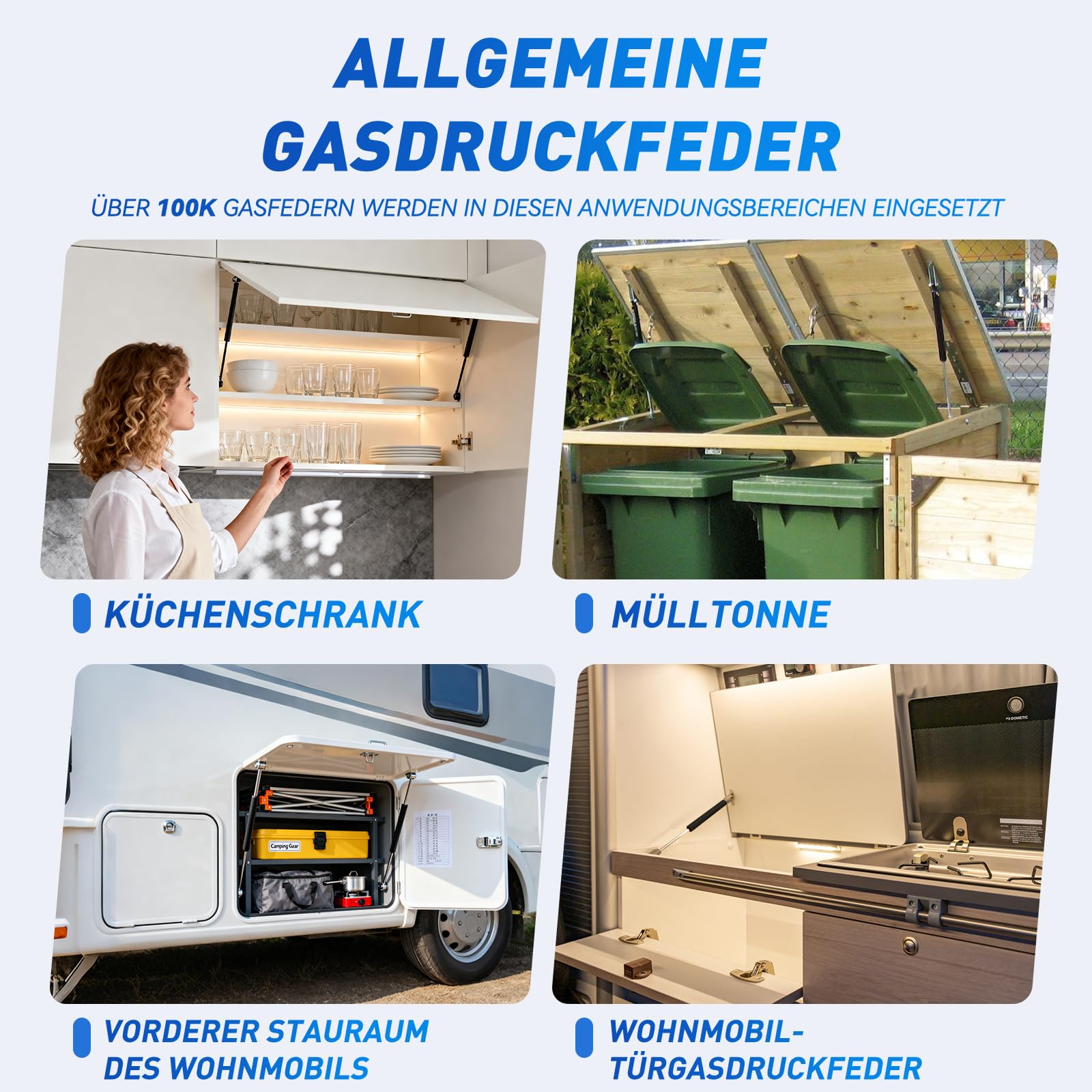 ARANA 250MM 200N Gasdruckfedern, 25cm 20KG Gasfeder Ersatz Gasdruckdämpfer Hydraulisch Halterung Für Wohnmobile, Schranktür, Spielzeugkiste, Bank LId und kreative DIY Anwendungen, 2 Stück