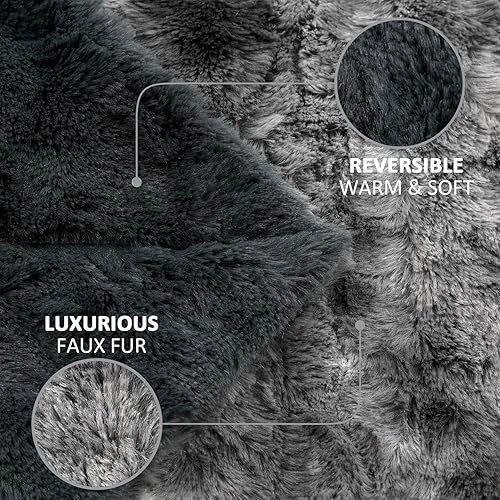 Miniatura 3 de NANPIPER Manta de piel sintética, mantas peludas para sofá, color gris, 50 x 60 pulgadas