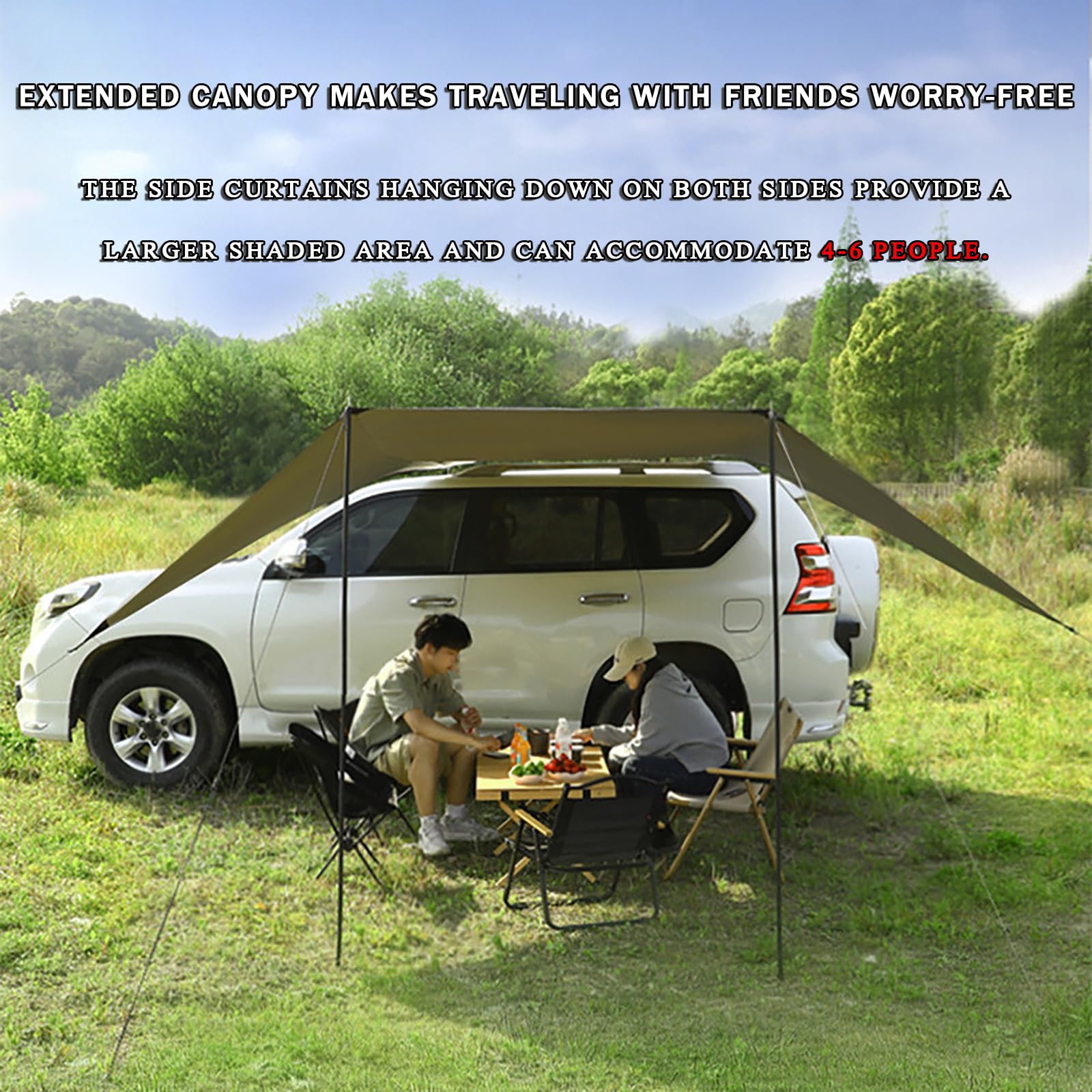 LZBCIXA Car Awning Camping Tent for Hyundai Ioniq 5 2021–2025, Portable Water-Resistant Sunshade Shelter Easy-Setup Outdoor Car Camping Shade for Beach, Travel & Road Trips : Sports & Outdoors