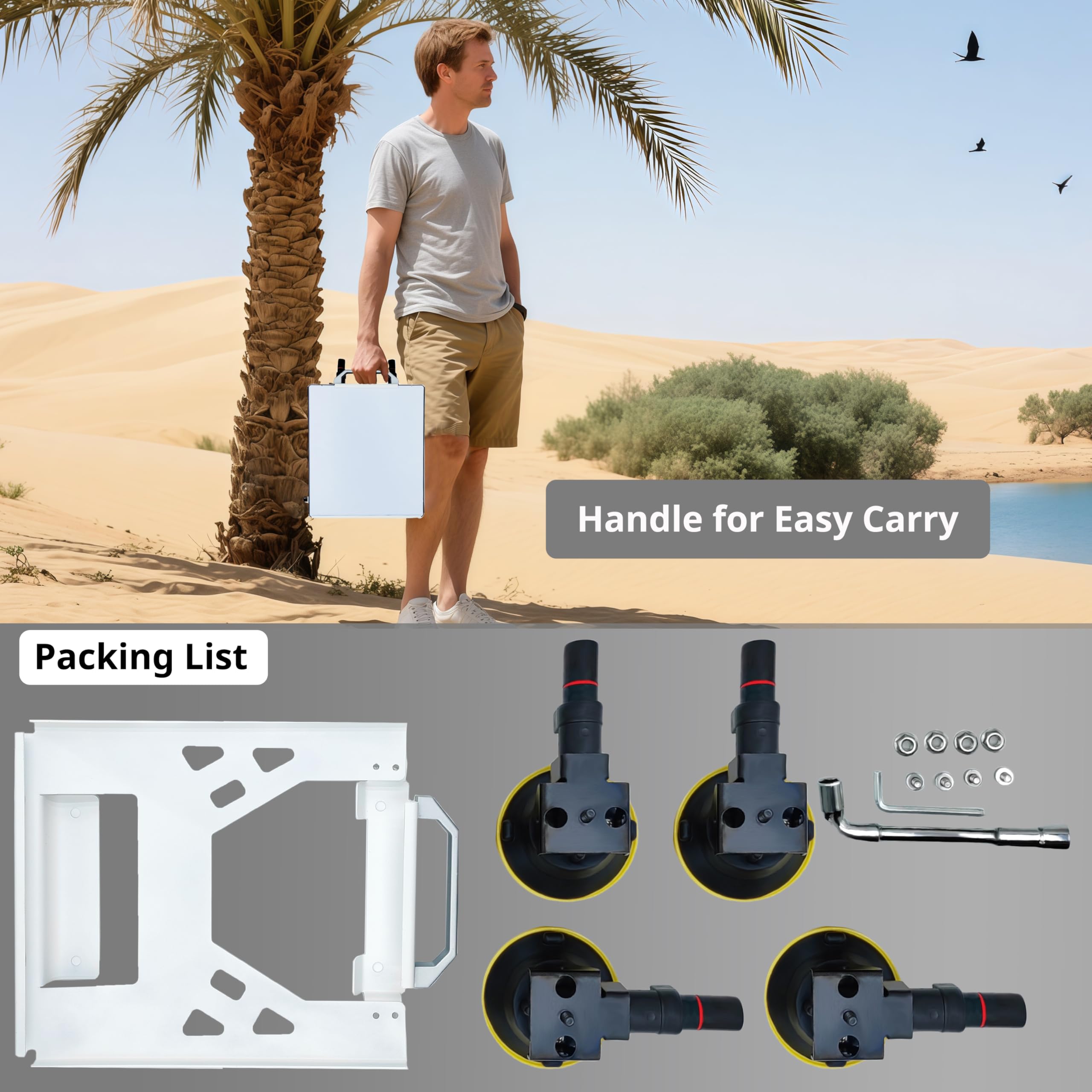 Metal Resistente Bomba Ventosa Compatible con Starlink Mini - Resistente de 3 '' Ventosa para Coche/Autocaravana/Barco -Seguro, Resistente a La Intemperie, Resistente Las Vibraciones Soporte
