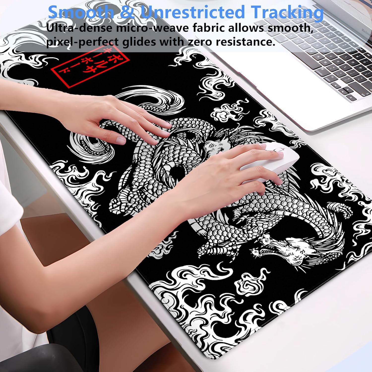 Japanese Dragon Desk Mat XL Extended Gaming Mouse Pad Computer Mat