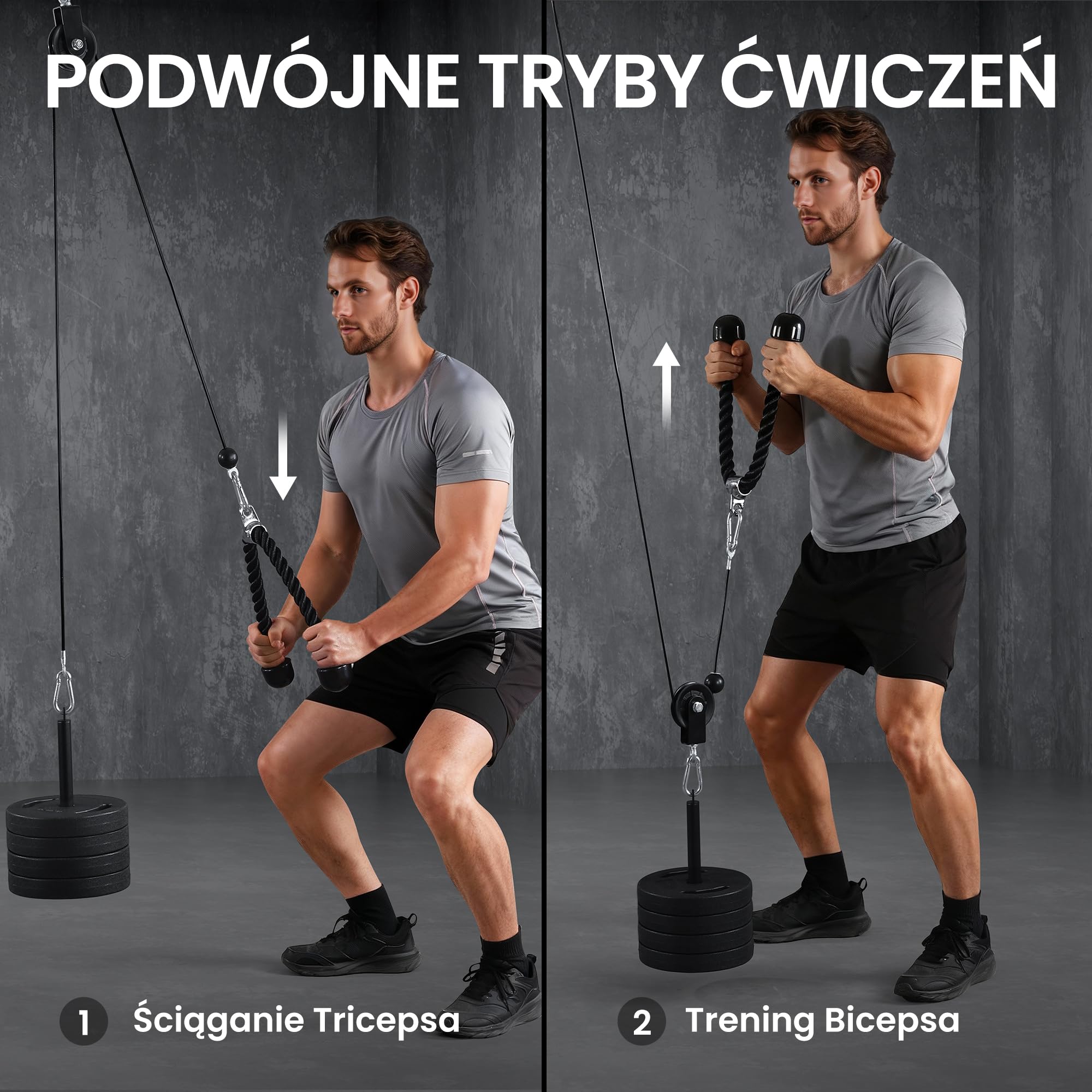 Ultrasport Wyciąg Linowy do Ćwiczeń Urządzenie do Latzugu i Tricepsów do Domu System Linkowy, Stacja Siłowa z Wyciągiem, Wieża Kablowa, Pulley System, Lat Pulldown