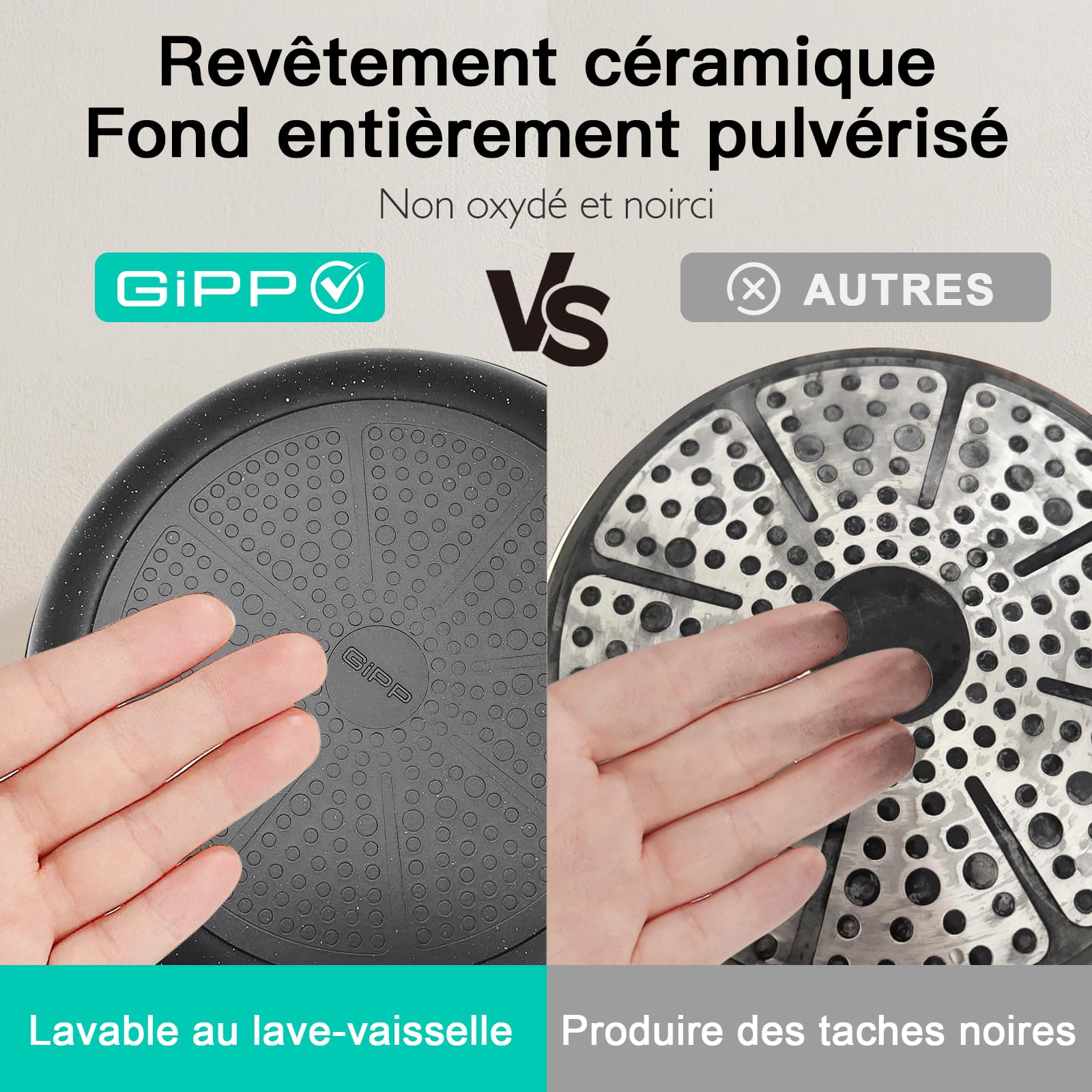 Set De Poêles Et Casseroles GiPP 17 Pièces - Revêtement Céramique Antiadhésif, Sans Toxiques, Compatible Induction