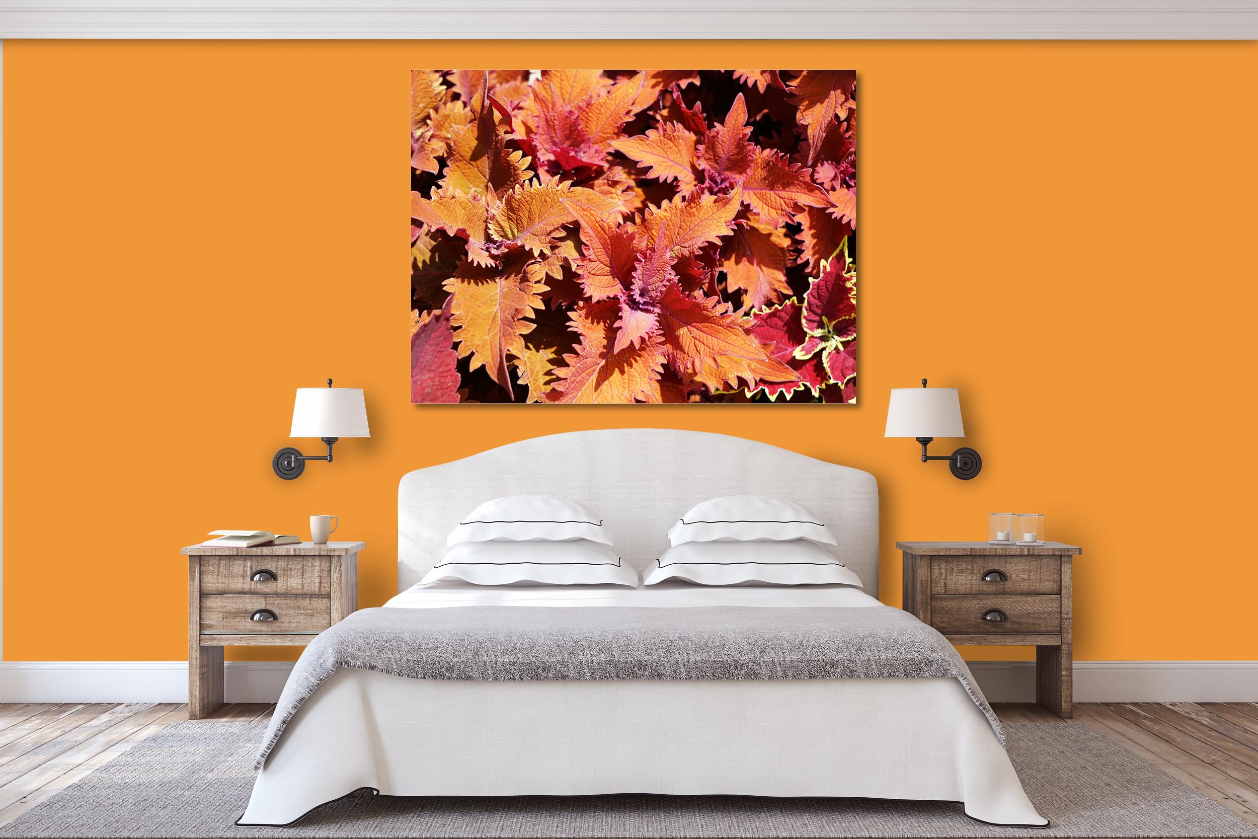 Glücksvilla - Foglie colorate (tela 2 cm, 60 x 40 cm) | varie misure - quadro murale orizzontale - giardino albero ramo pianta natura botanica campo prato