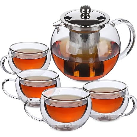 BTaT- Glass Tea Pot Set of 4: A Tea Service for the Ages